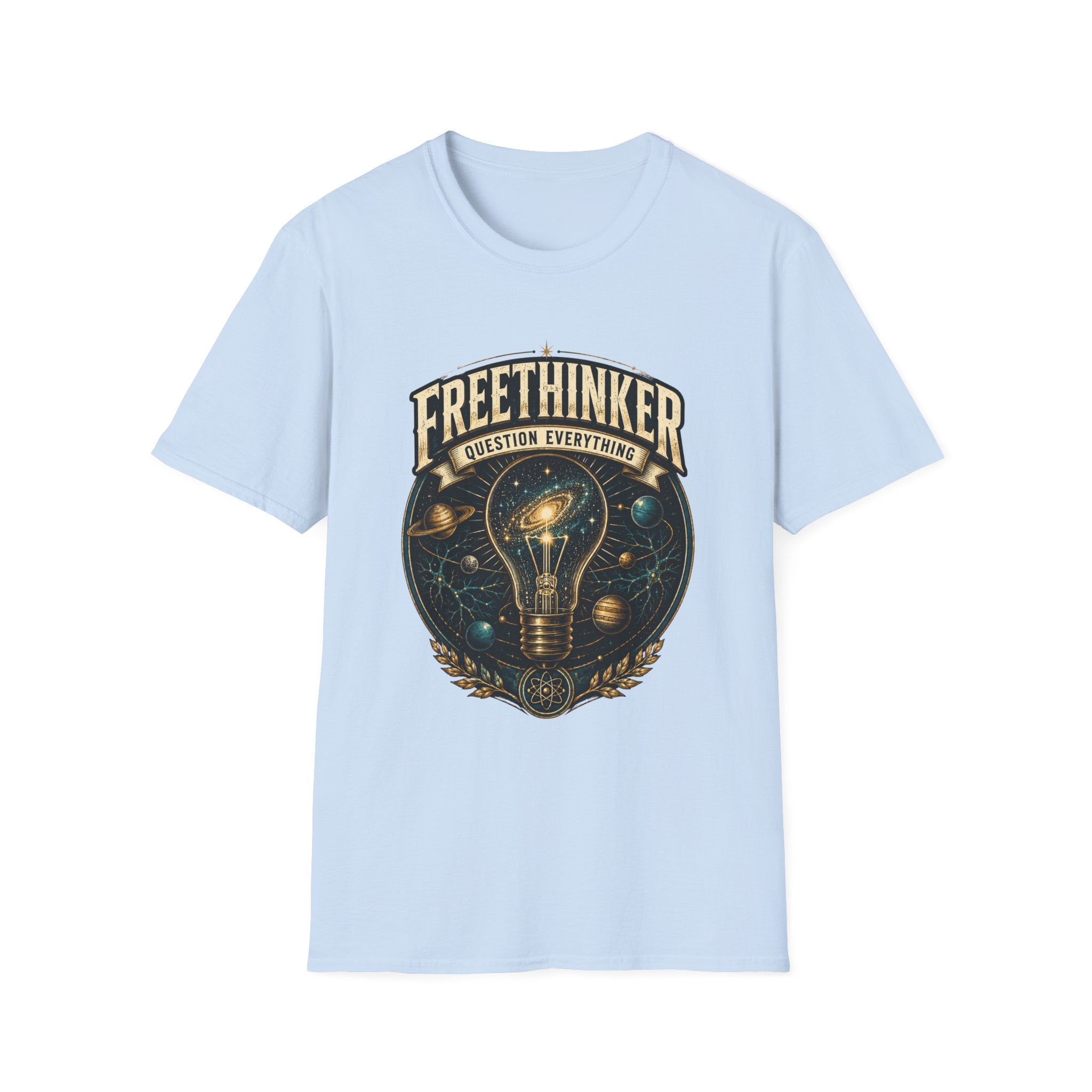 Freethinker Graphic T-Shirt — "Question Everything" Lightbulb Design