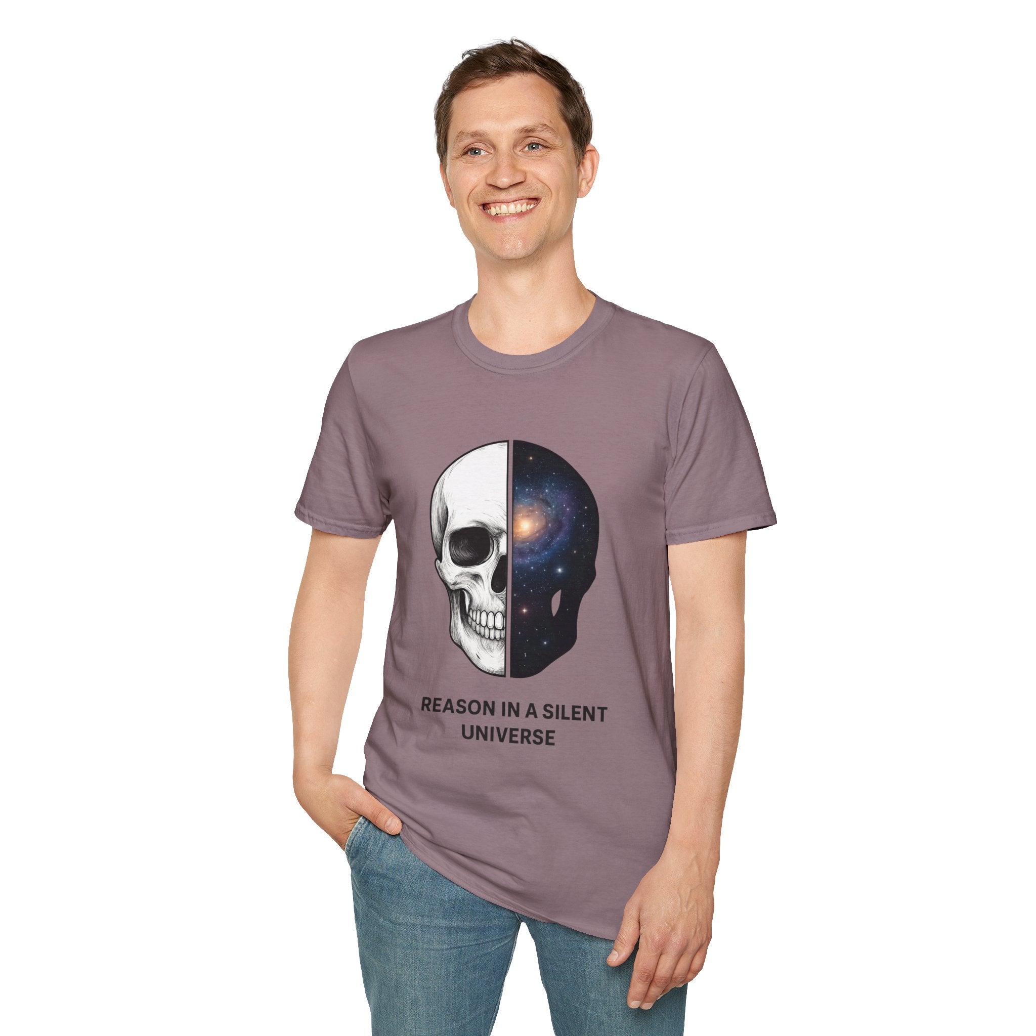 Skull & Galaxy T-Shirt — "Reason in a Silent Universe" Graphic Tee