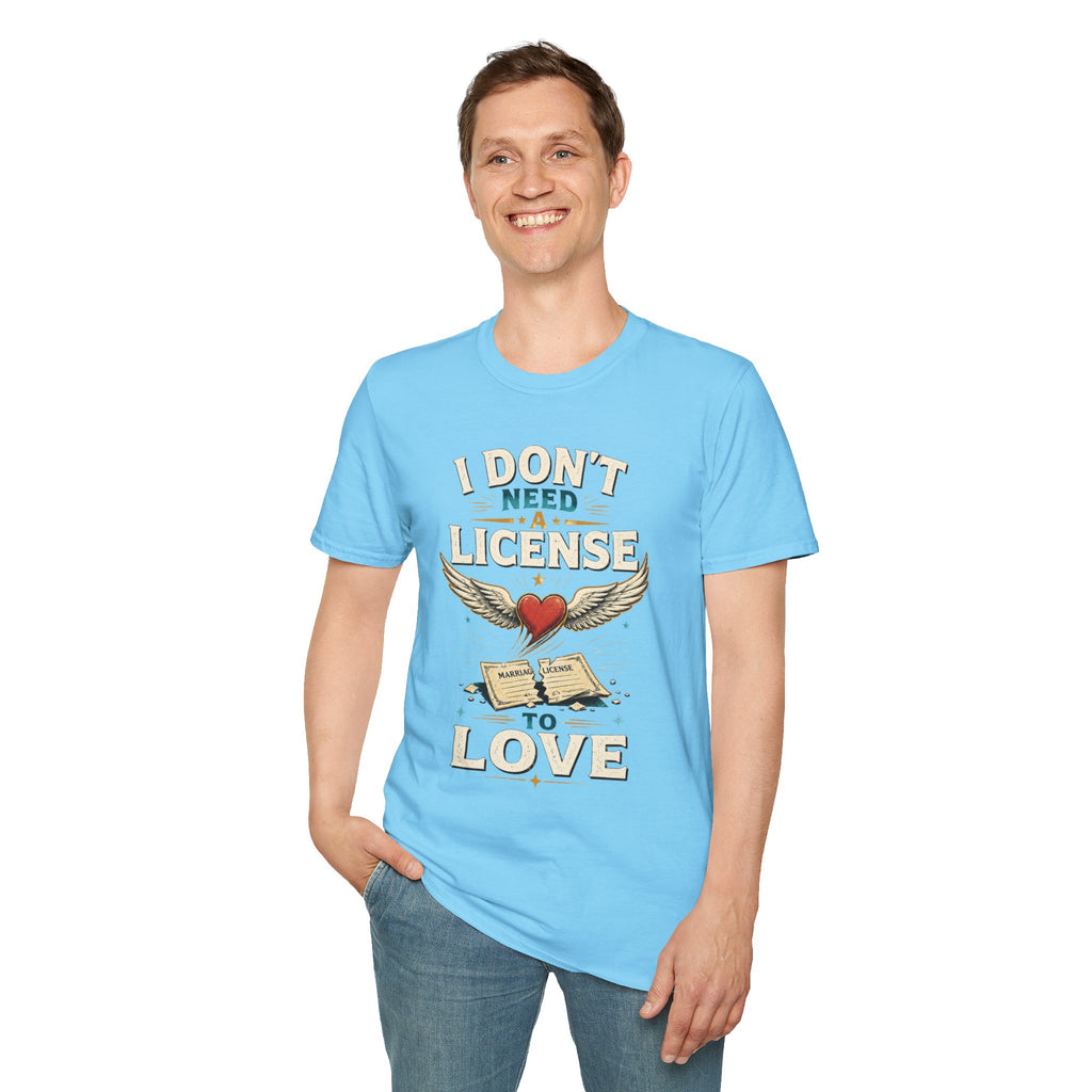"I Don't Need a License to Love" Vintage Heart & Wings Design