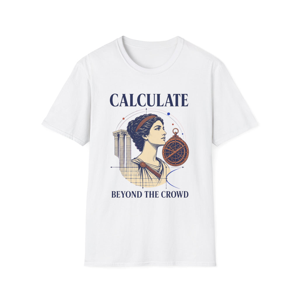 Calculate T-Shirt — Vintage Athena Compass Graphic Tee ("Calculate" & "Beyond the Crowd")