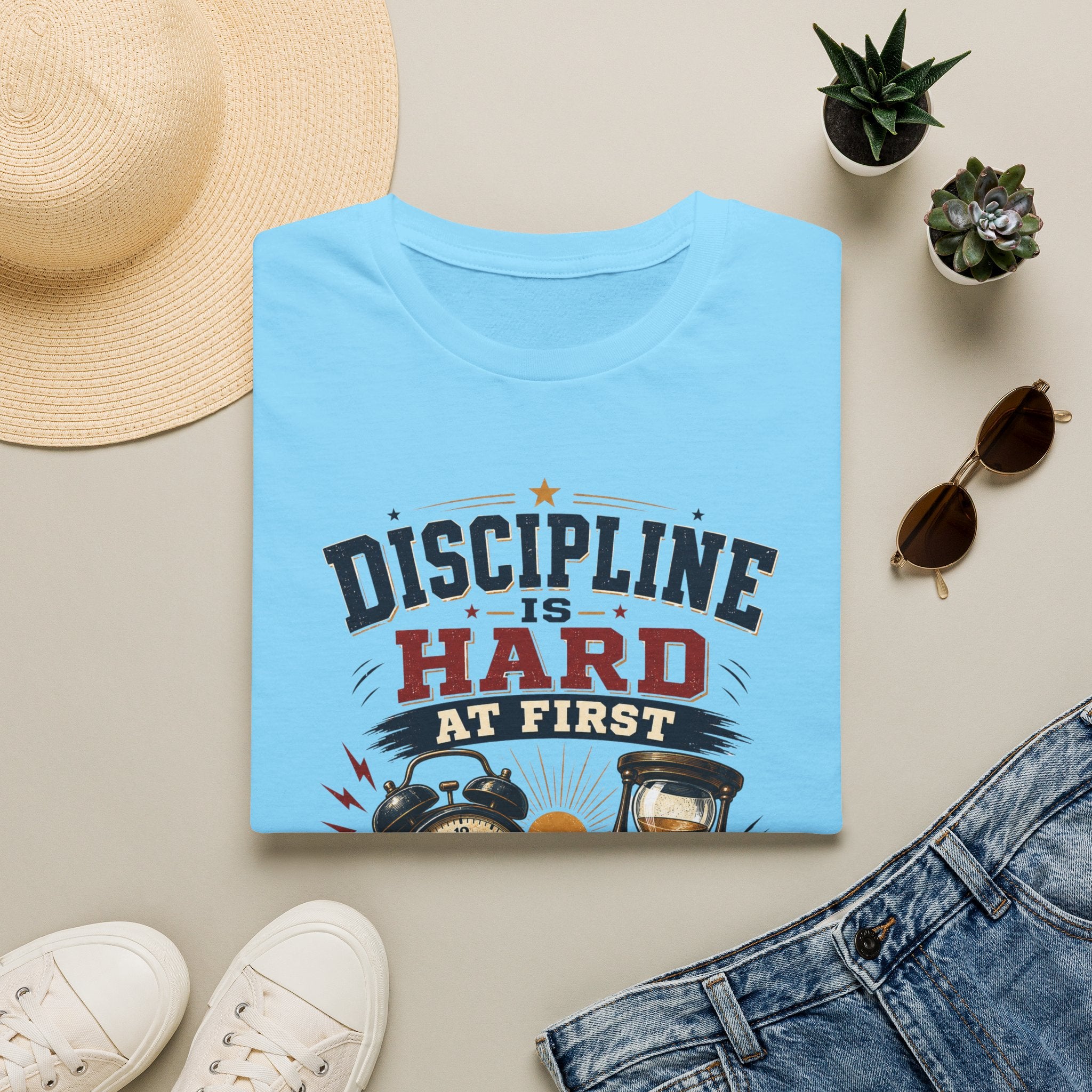 Discipline Is Hard At First T-Shirt — Motivational Timepiece Graphic Tee