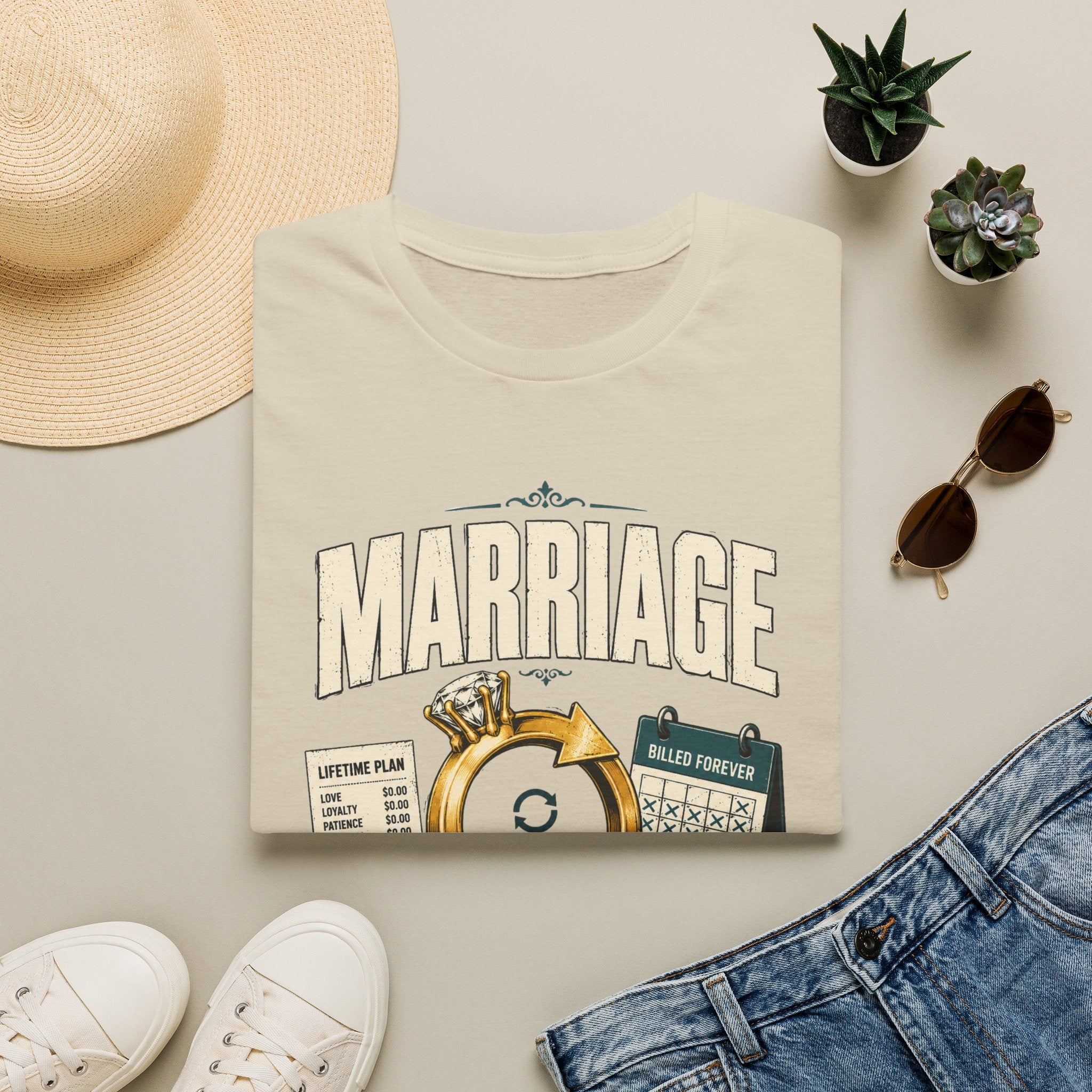 Marriage Subscription T-Shirt — Funny Ring & Bills Graphic Tee