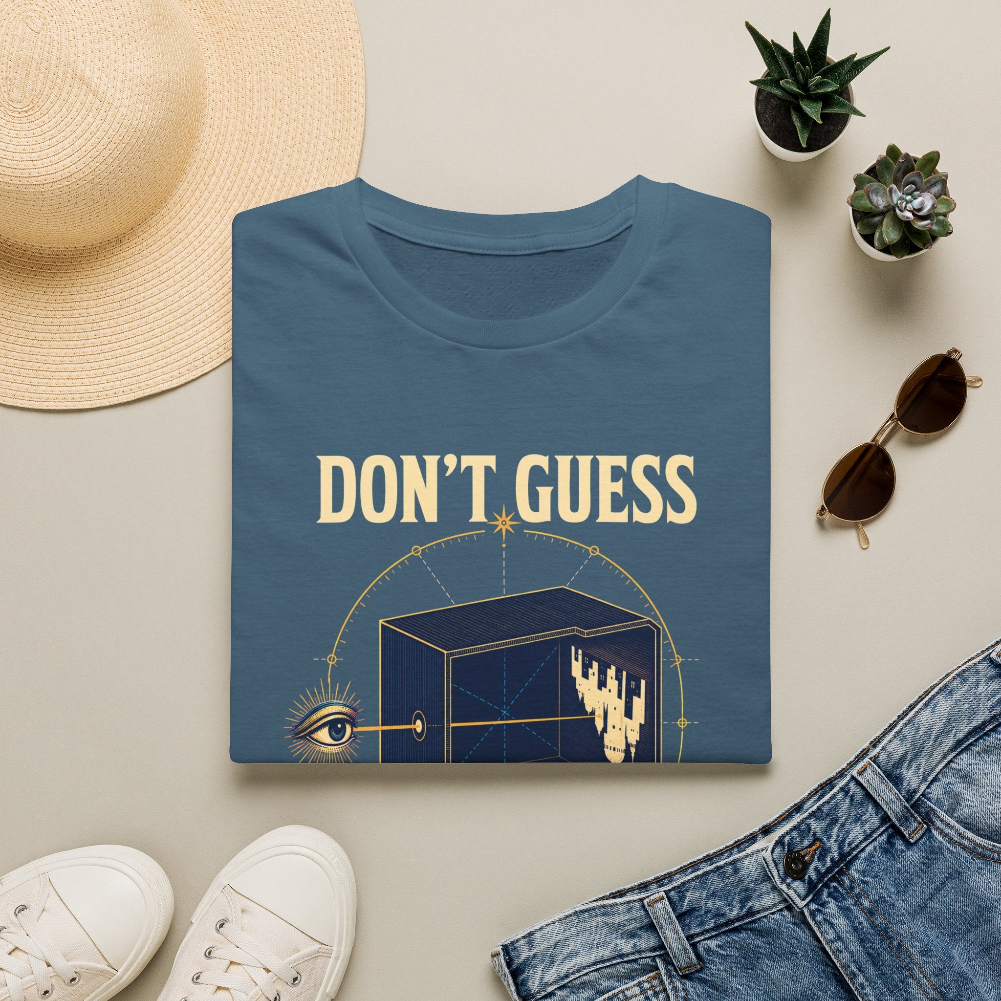 Don't Guess Box Graphic T-Shirt — 'Test the Light' Mystical Eye Tee