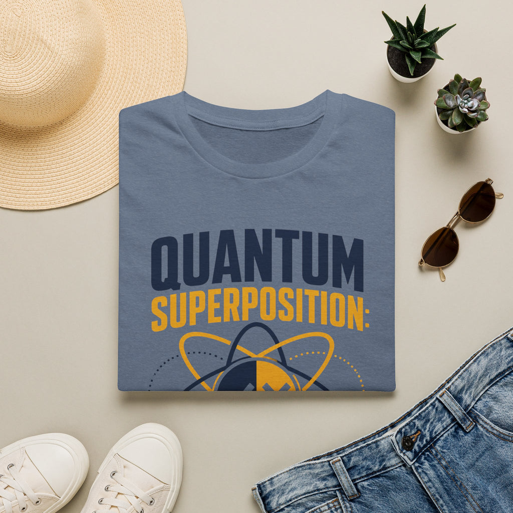 Quantum Superposition T-Shirt — Funny Science Tee (“Right and Wrong at the Same Time”)