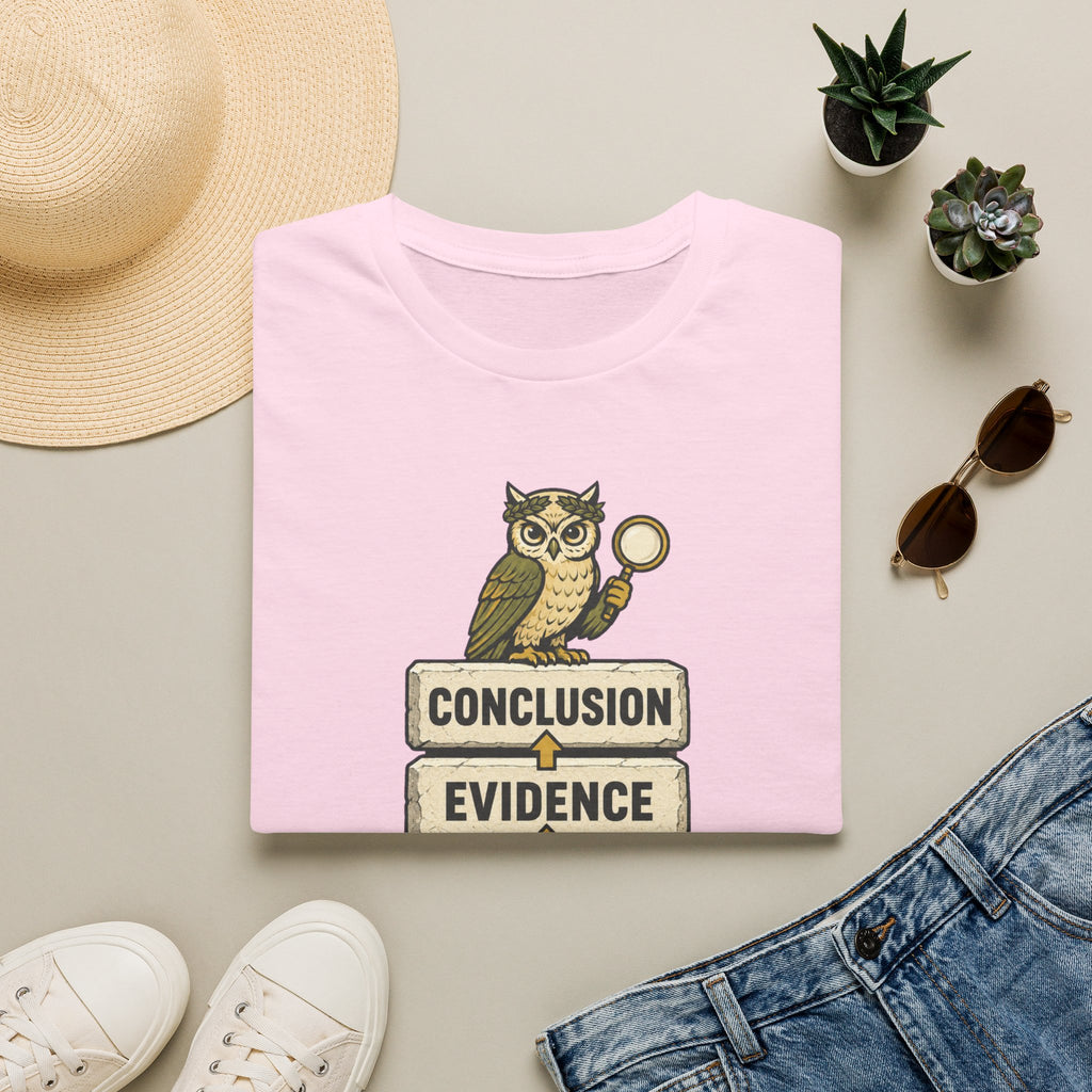 Evidence to Conclusion Graphic T-Shirt — Owl with Magnifying Glass Design