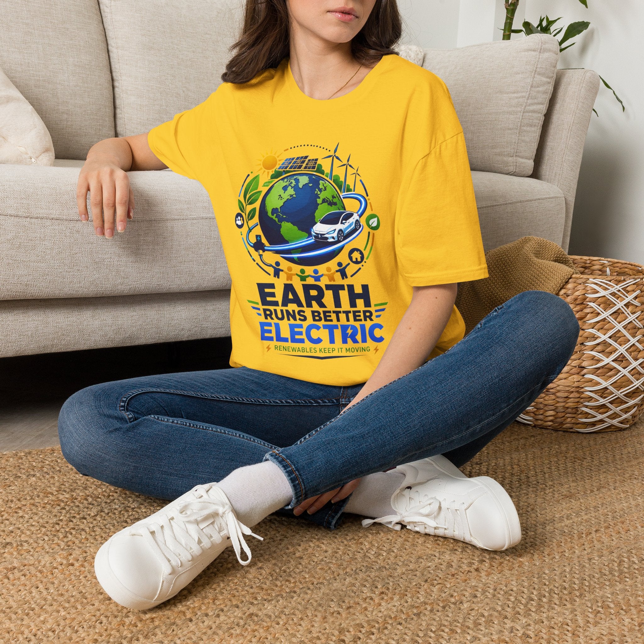 Earth Runs Better Electric Eco-Friendly EV Graphic Tee