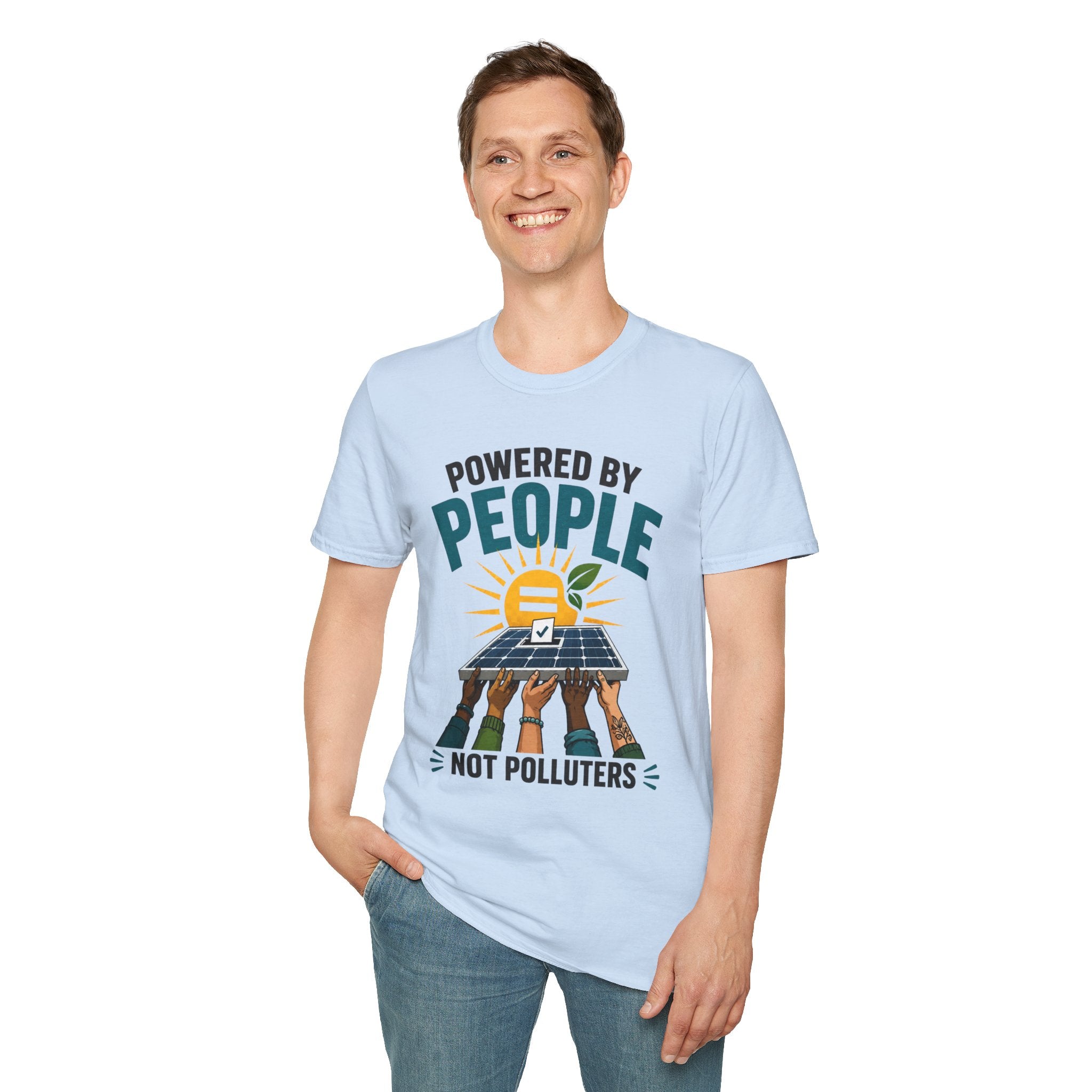 Powered By People Tee — Renewable Energy & Environmental Justice T-Shirt (Not Polluters)