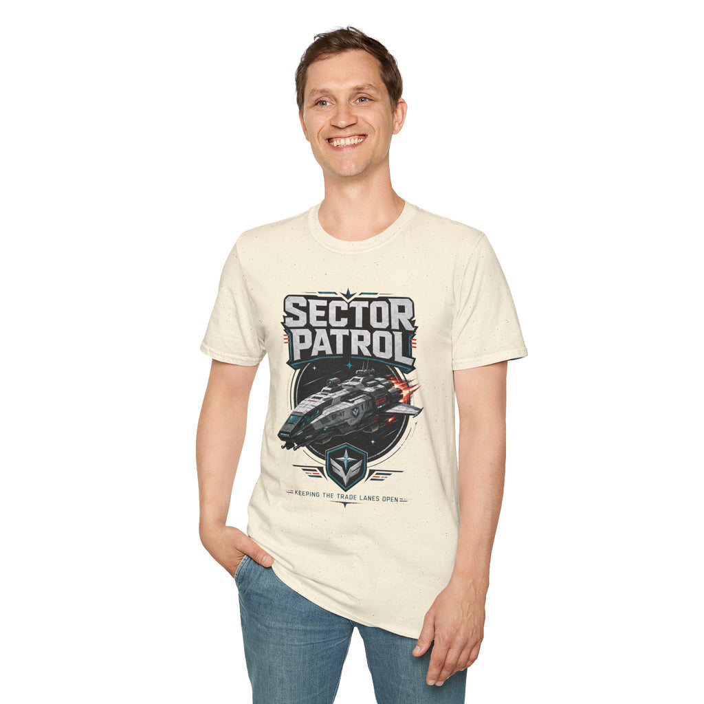 Sector Patrol T-Shirt — Sci‑Fi Space Fleet Badge Tee