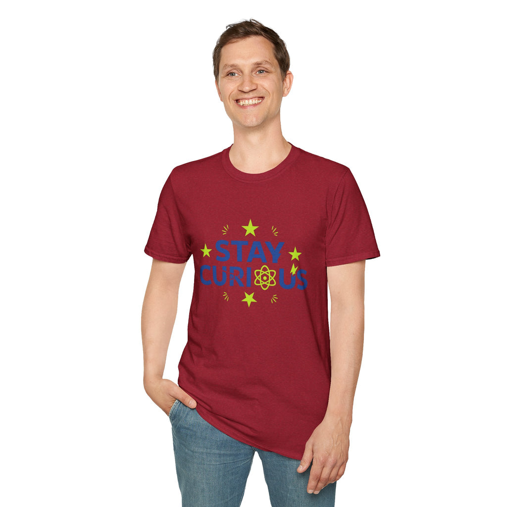 Stay Curious T-Shirt — STEM Science Tee with Atom & Stars