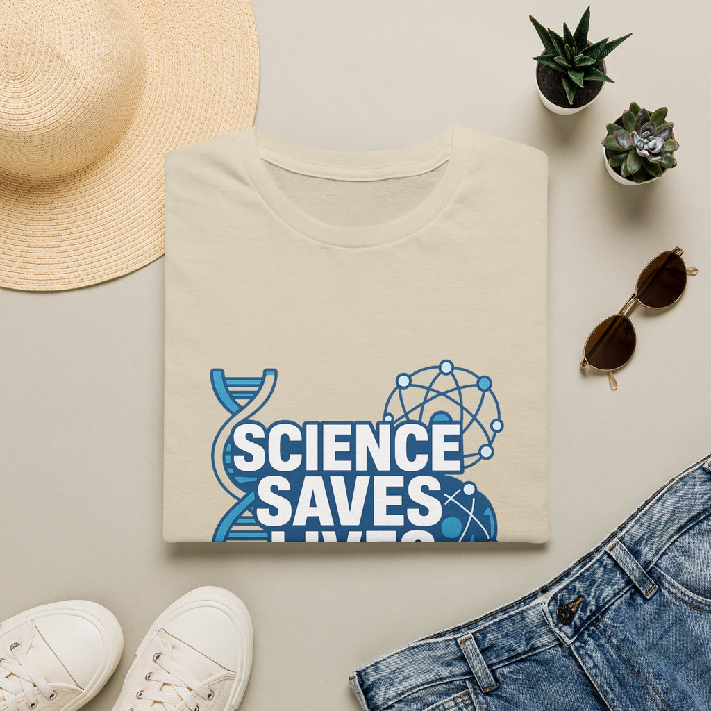 Science Saves Lives T-Shirt — STEM DNA & Heartbeat Graphic Tee