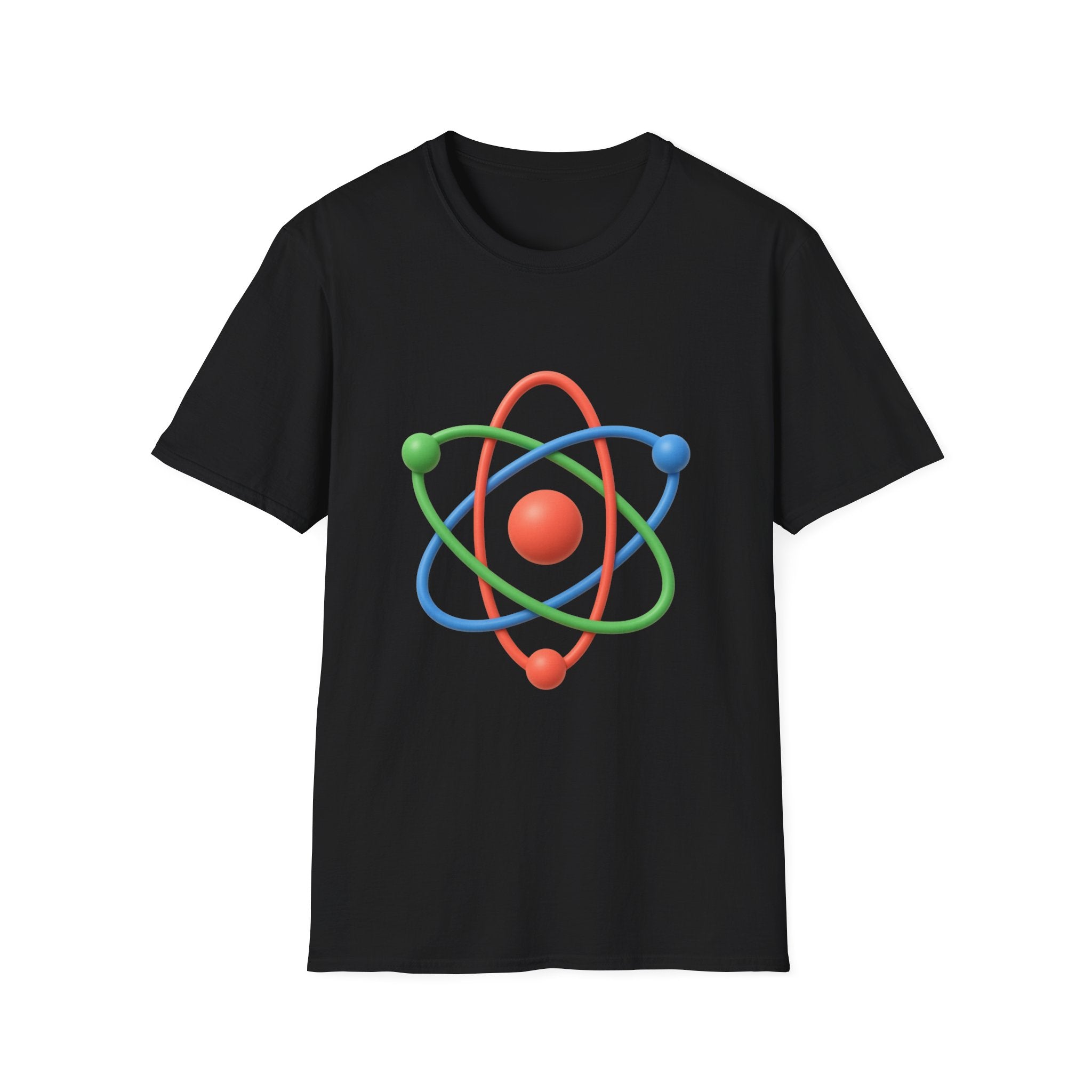Atom Science T‑Shirt — Colorful 3D Atom Graphic Tee for Science Lovers