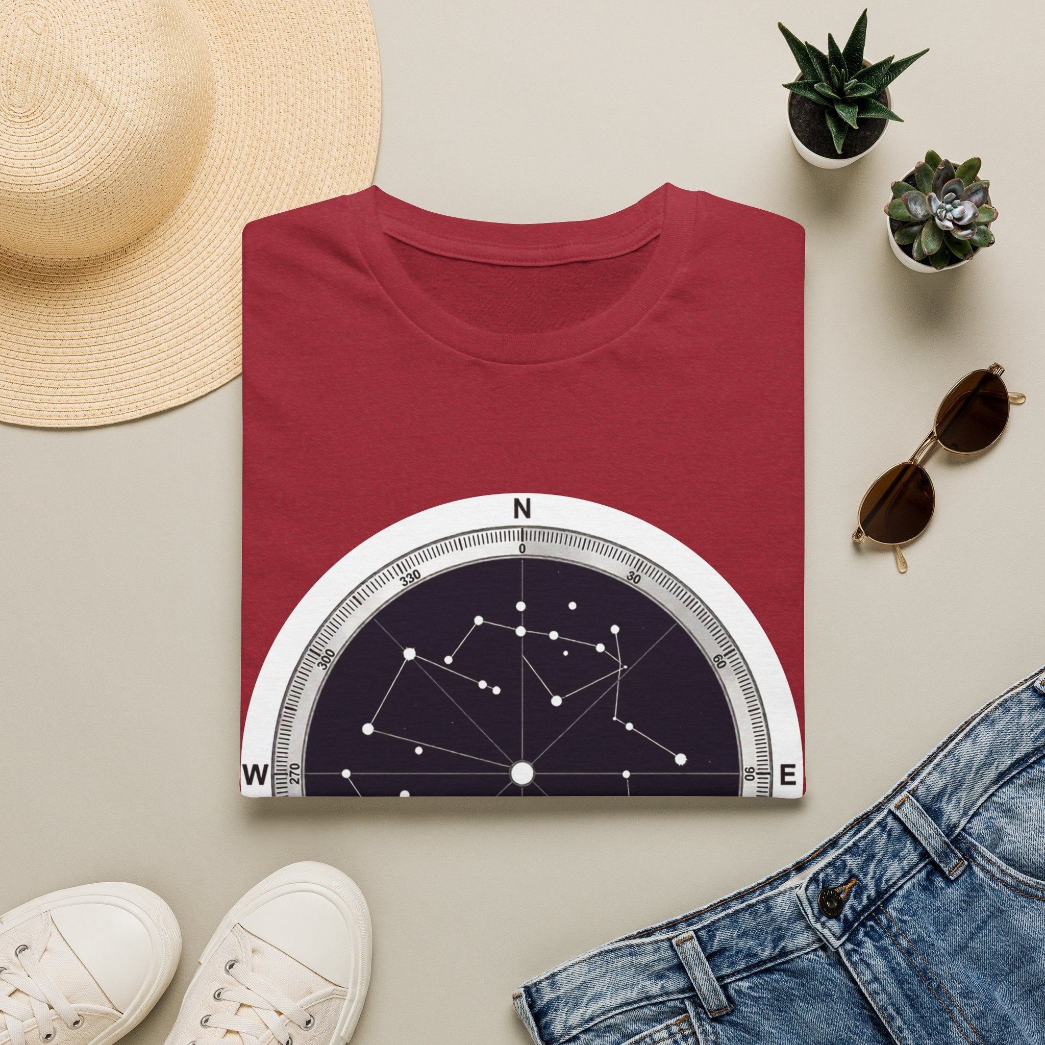 Constellation Compass T-Shirt — Night Sky Star Map Tee