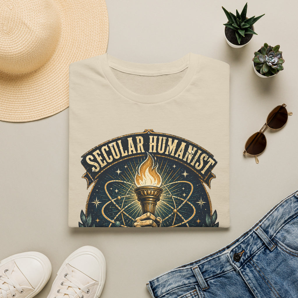 Secular Humanist T-Shirt — "Good Without God" Torch Graphic