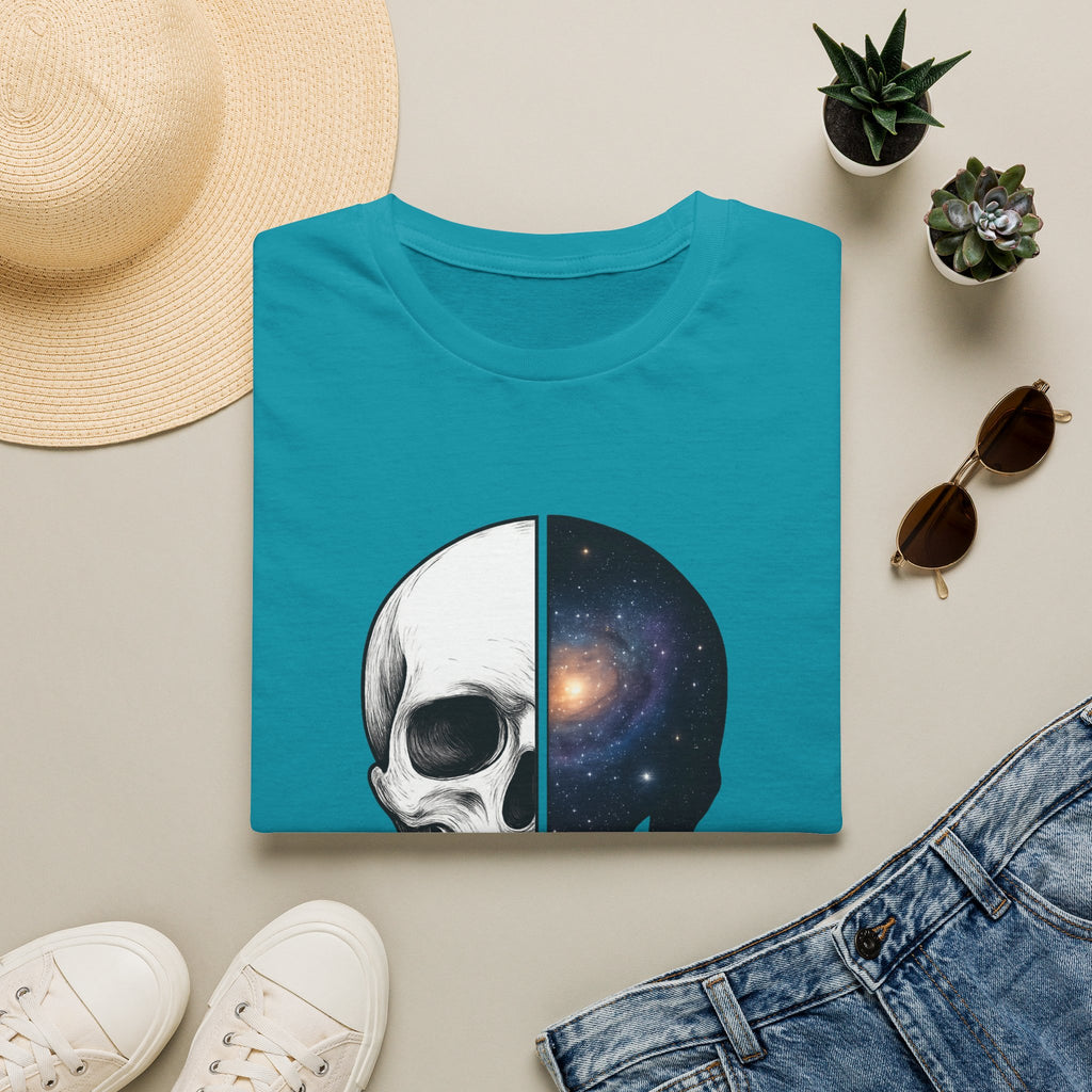 Skull & Galaxy T-Shirt — "Reason in a Silent Universe" Graphic Tee