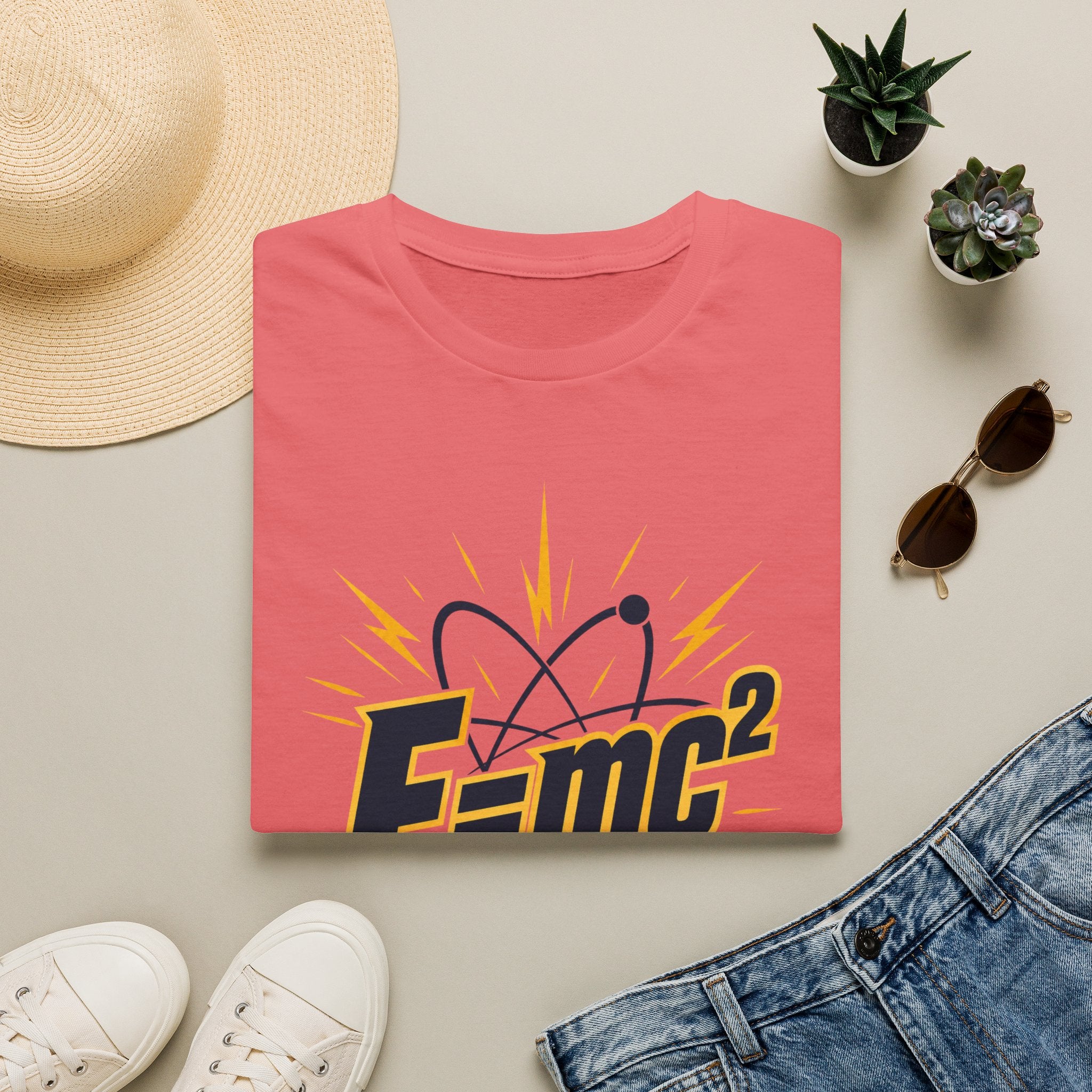 E=mc Atom Graphic T-Shirt — Retro Science Tee for Physics Lovers