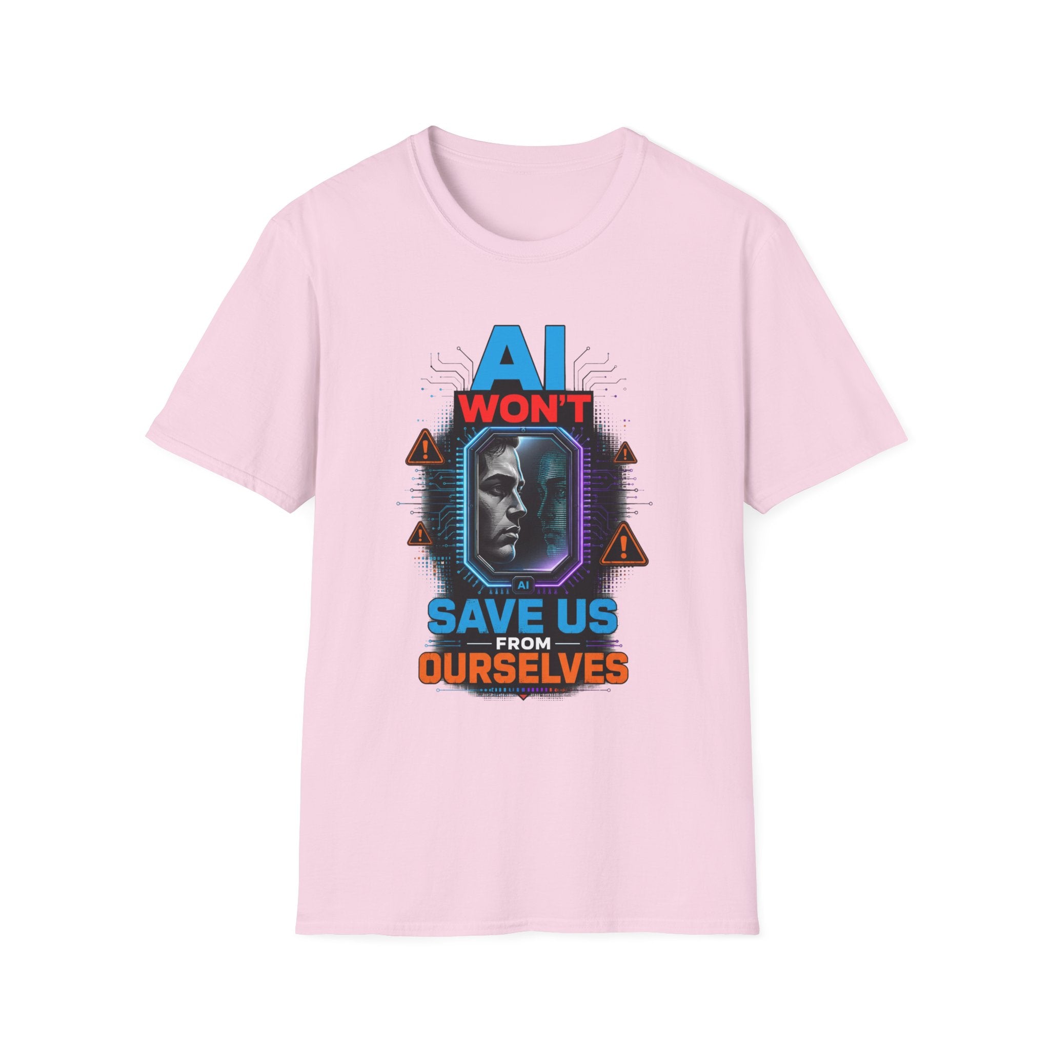 "AI Won't Save Us From Ourselves" Futuristic Tech Statement Tee