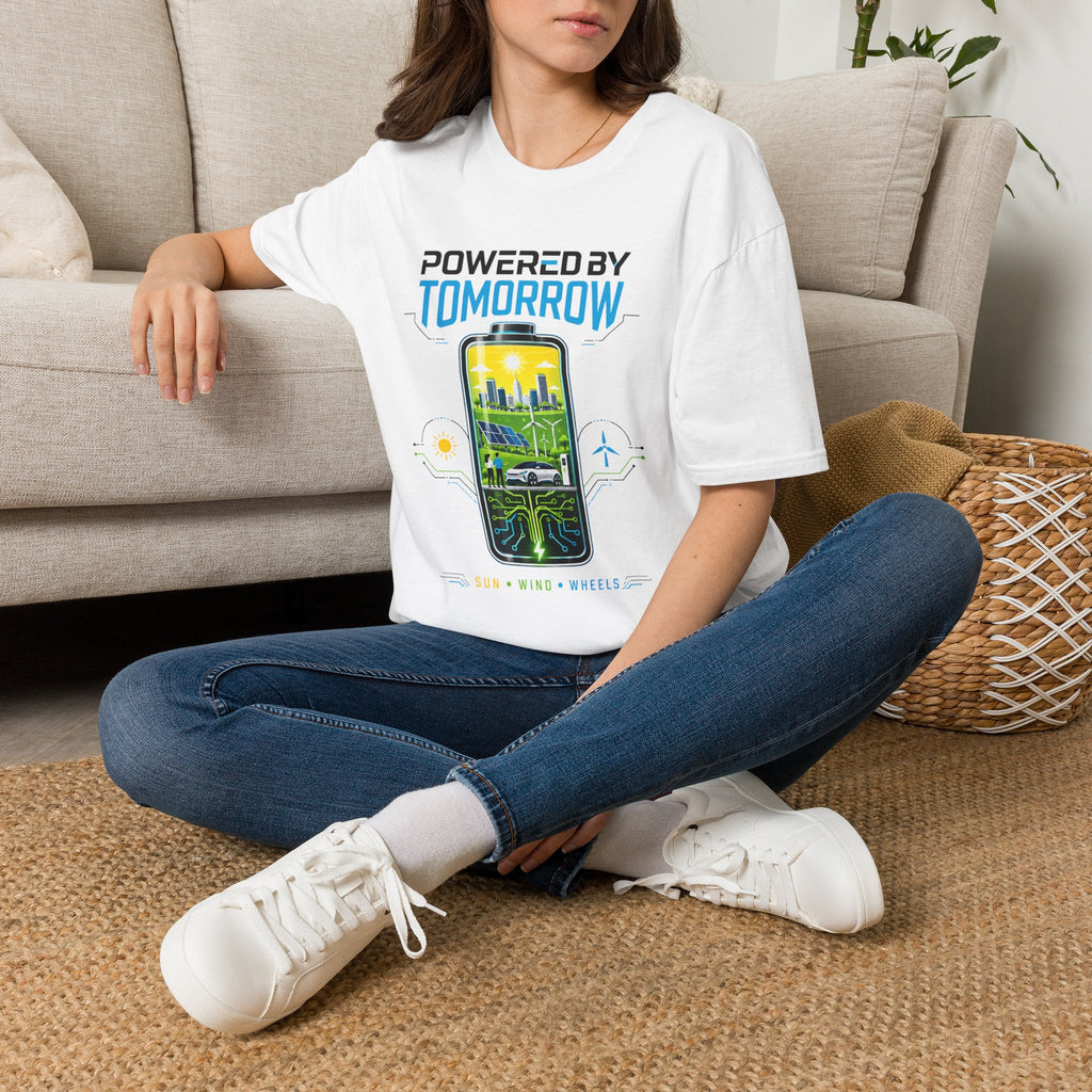 Powered By Tomorrow T‑Shirt — Eco Future Renewable Energy Graphic Tee