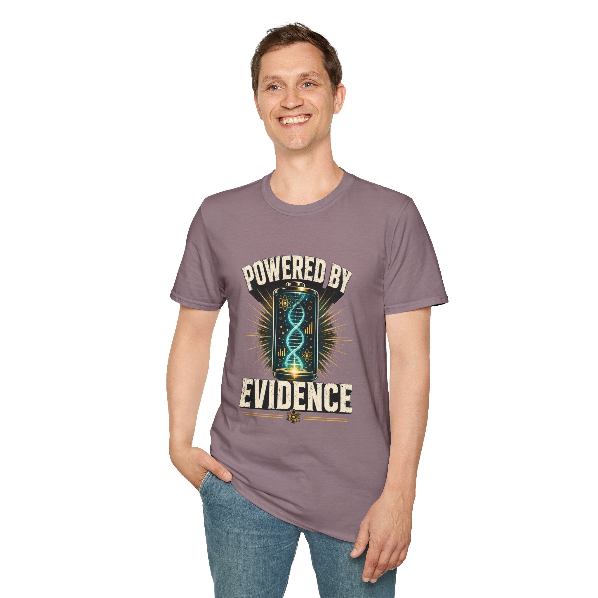 Powered By Evidence T-Shirt — Science DNA Retro Graphic Tee