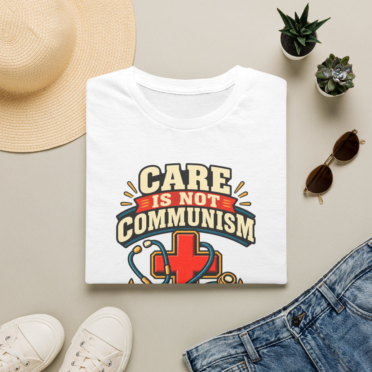 "Care Is Not Communism" Nurse/Healthcare Pride Tee