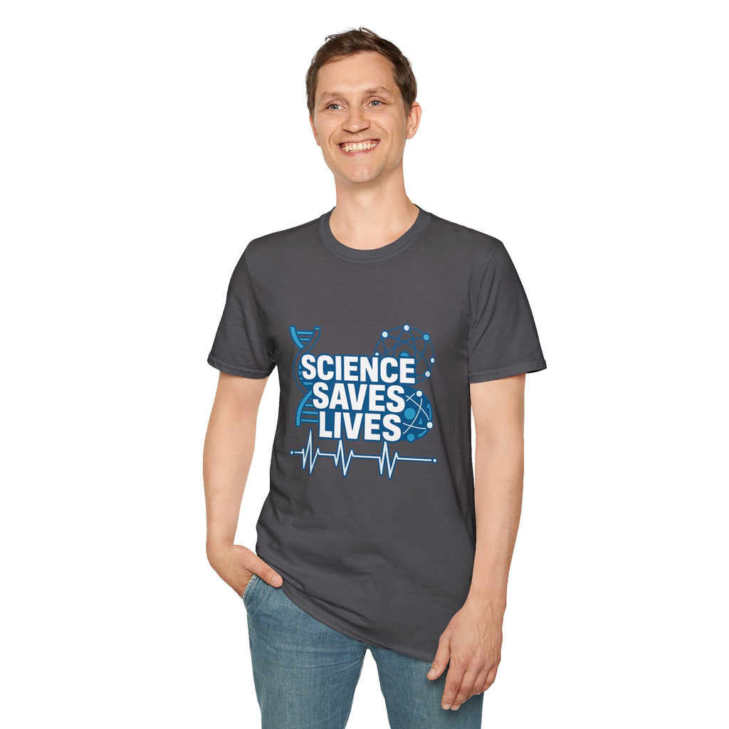 Science Saves Lives T-Shirt — STEM DNA & Heartbeat Graphic Tee