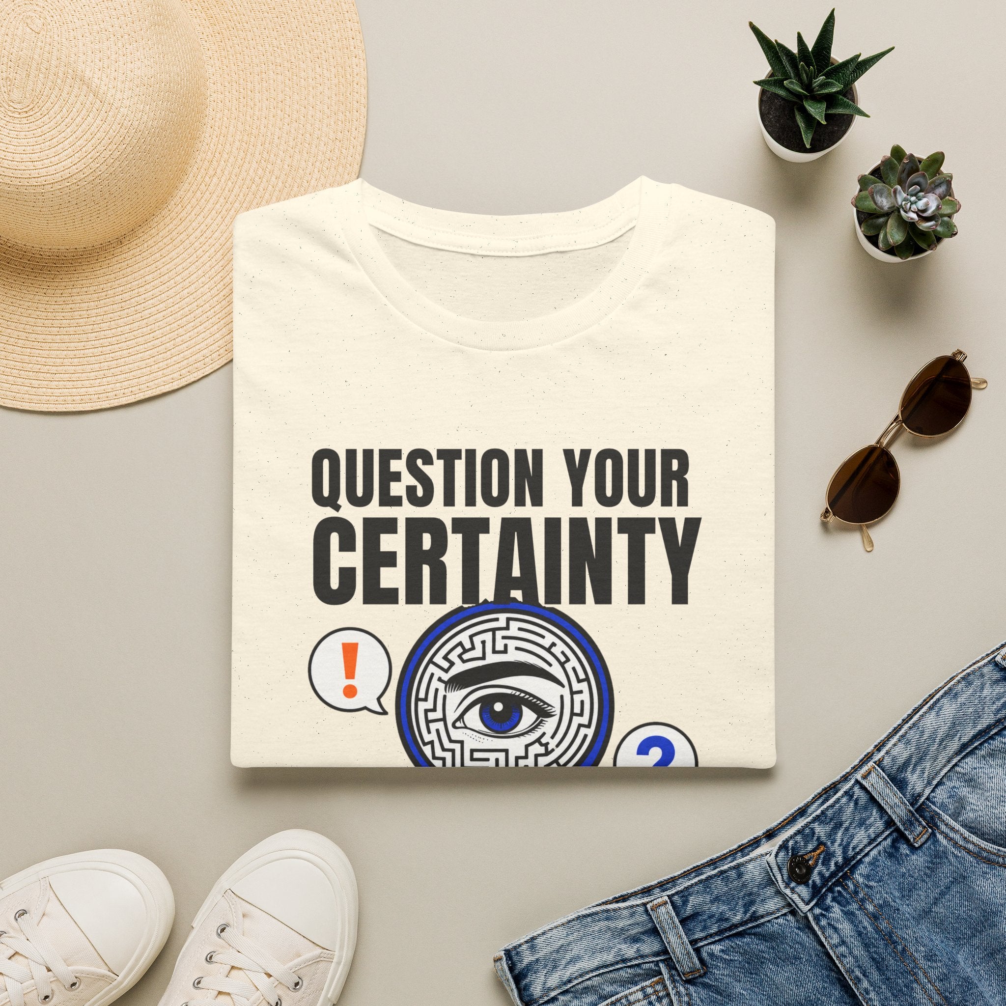 Question Your Certainty T-Shirt — Skeptical Eye Graphic Tee