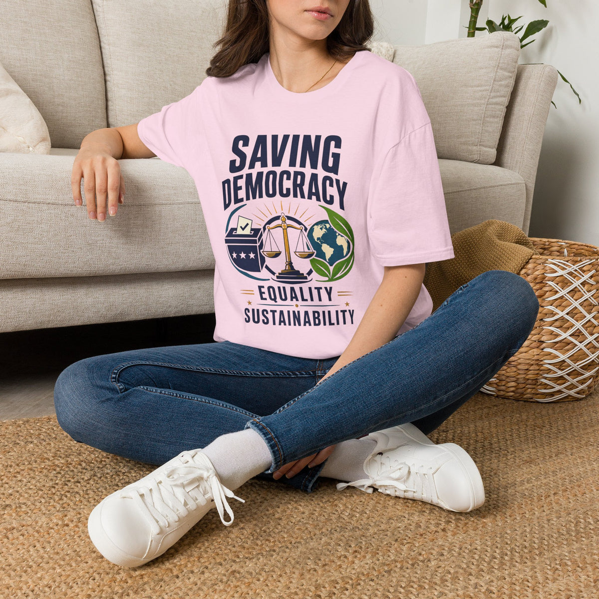 Saving Democracy T-Shirt — Equality & Sustainability Graphic Tee