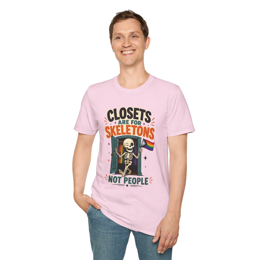 "Closets Are for Skeletons, Not People" Pride Graphic Tee