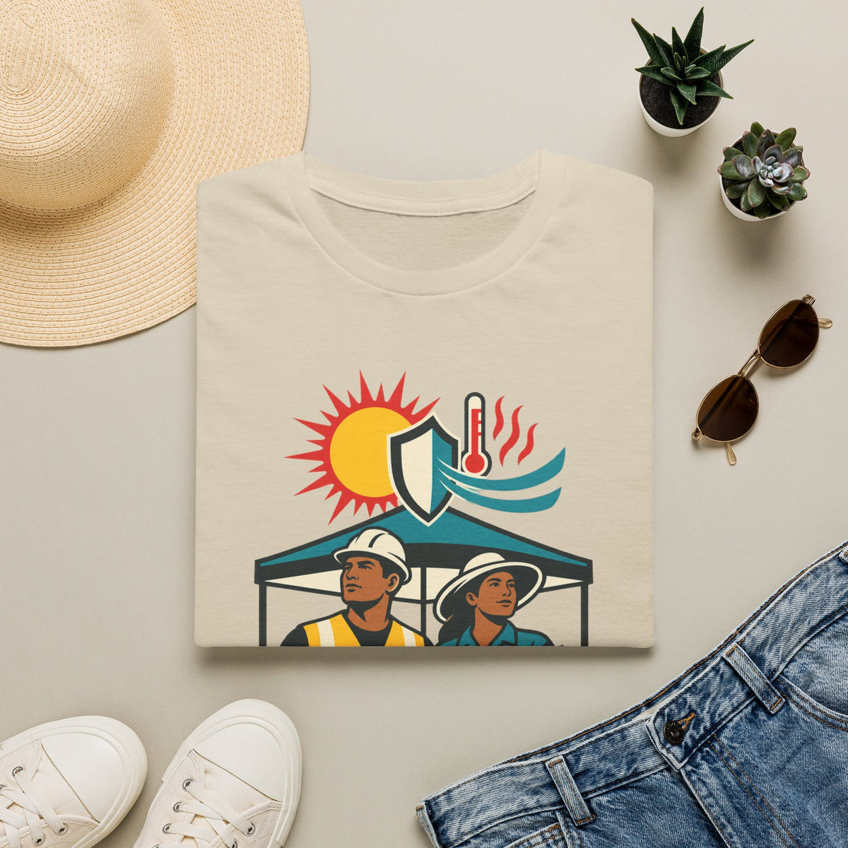 Safety Awareness T-Shirt — "No Job Should Cost a Life" Construction Heat Safety Tee