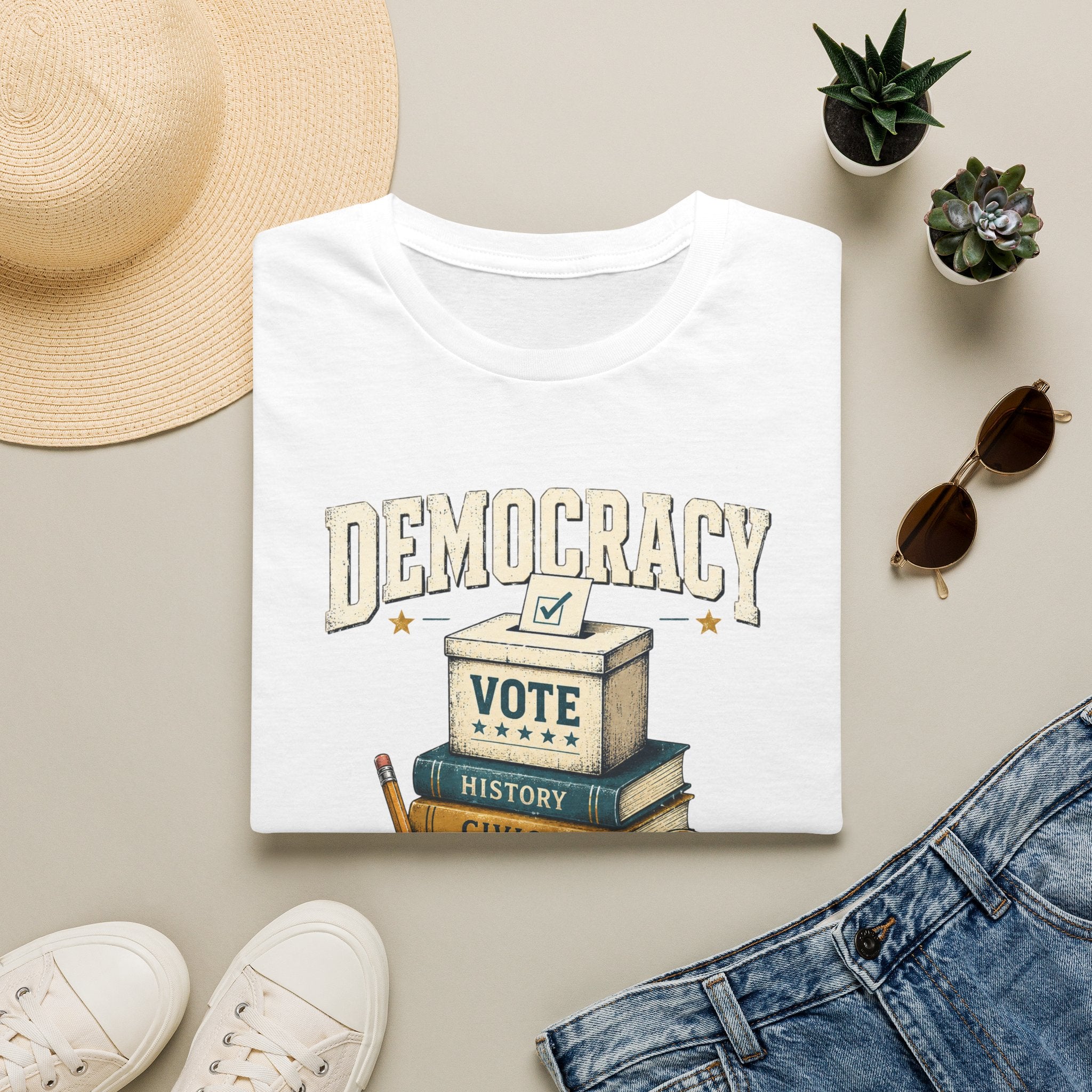 Democracy Vote T-Shirt — 'Democracy Becomes Homework' Vintage Civic Education Tee