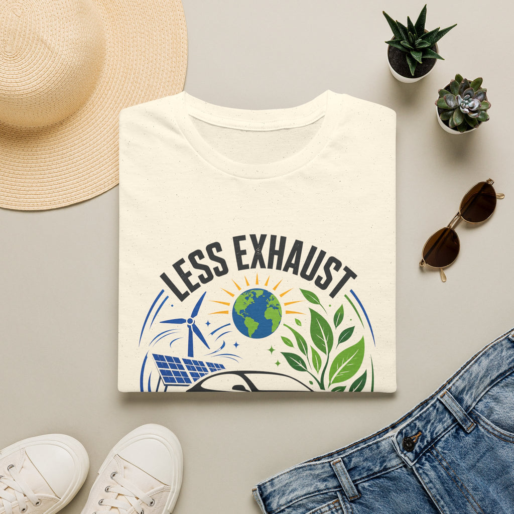 Eco-Friendly Tee — "Less Exhaust, More Earth" Environmental Graphic Shirt