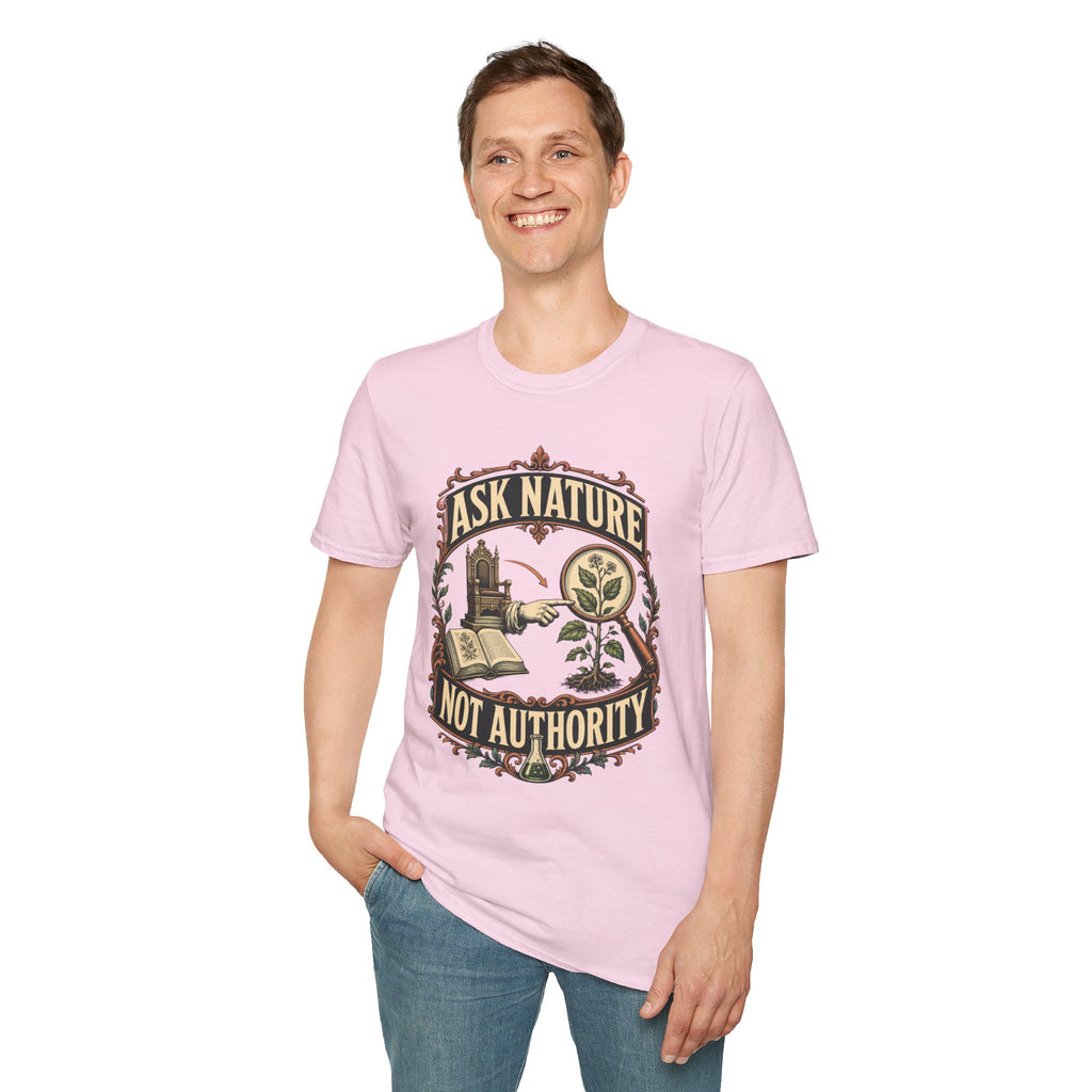 Ask Nature T-Shirt — Botanical 'Ask Nature Not Authority' Eco Graphic Tee