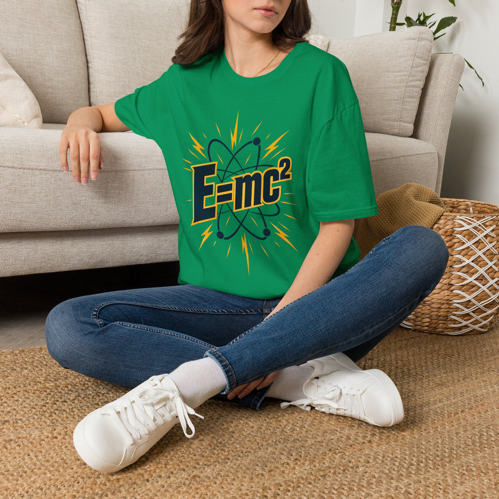 E=mc Atom Graphic T-Shirt — Retro Science Tee for Physics Lovers