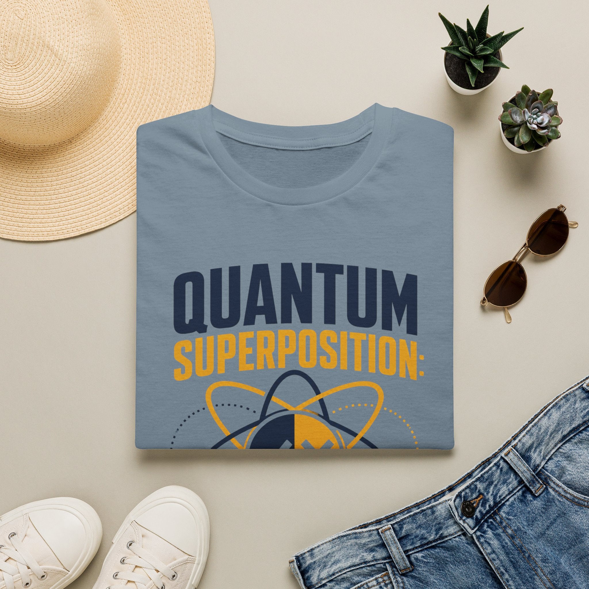Quantum Superposition T-Shirt — Funny Science Tee (“Right and Wrong at the Same Time”)
