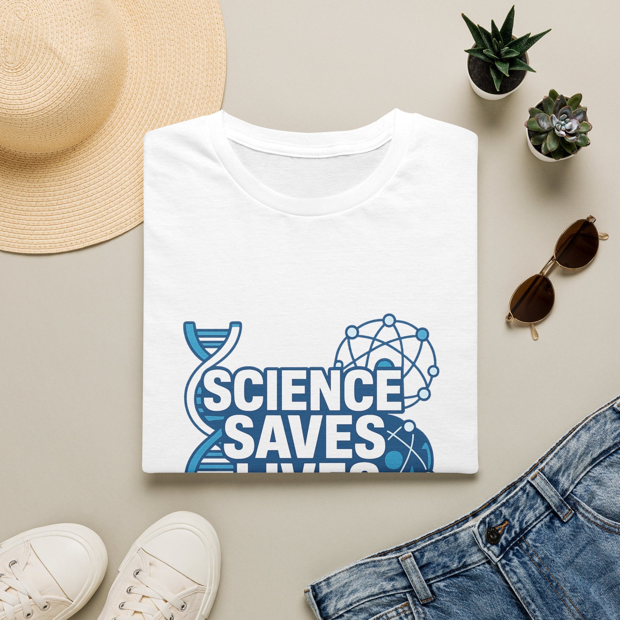 Science Saves Lives T-Shirt — STEM DNA & Heartbeat Graphic Tee