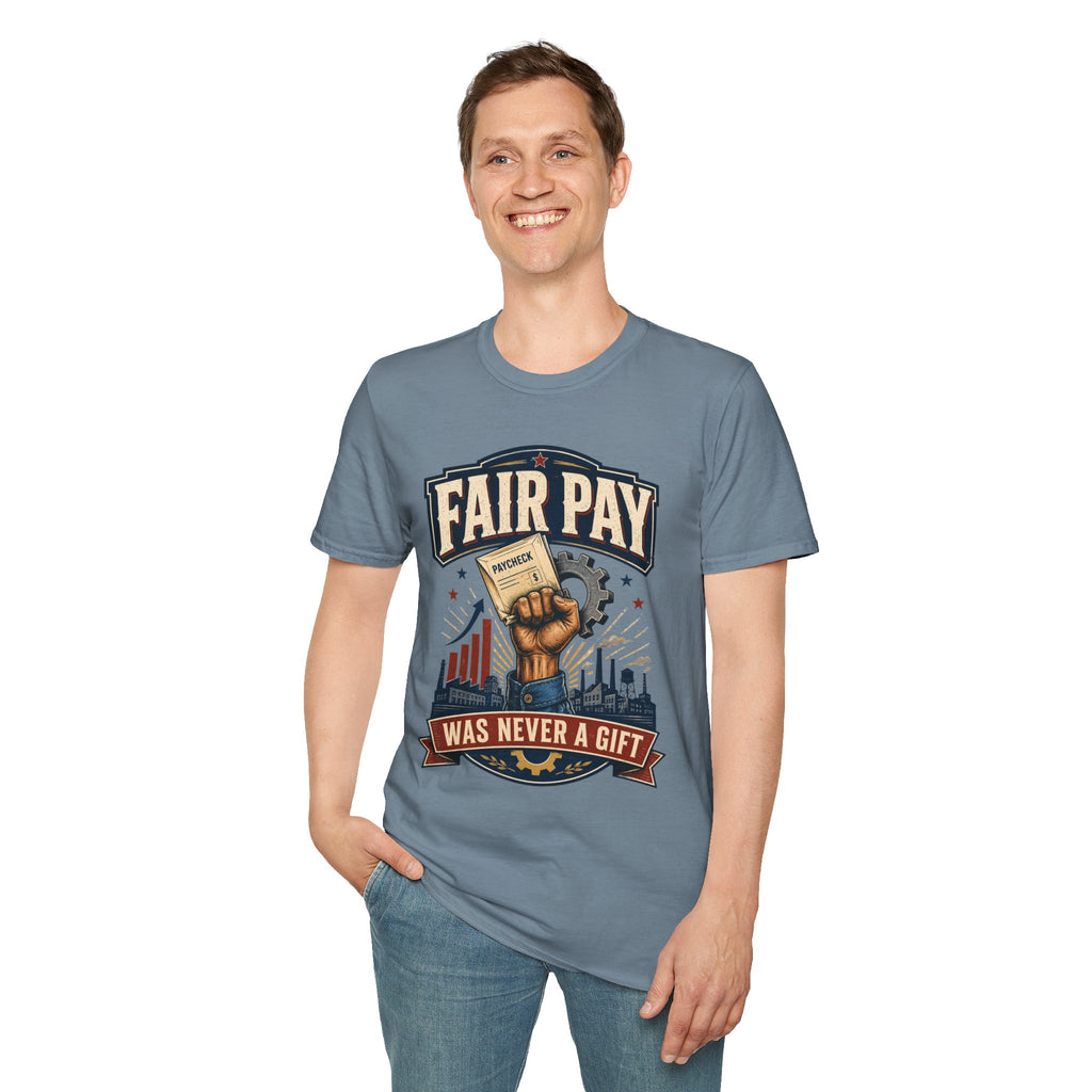 Fair Pay T-Shirt — "Fair Pay Was Never a Gift" Labor Rights Graphic Tee