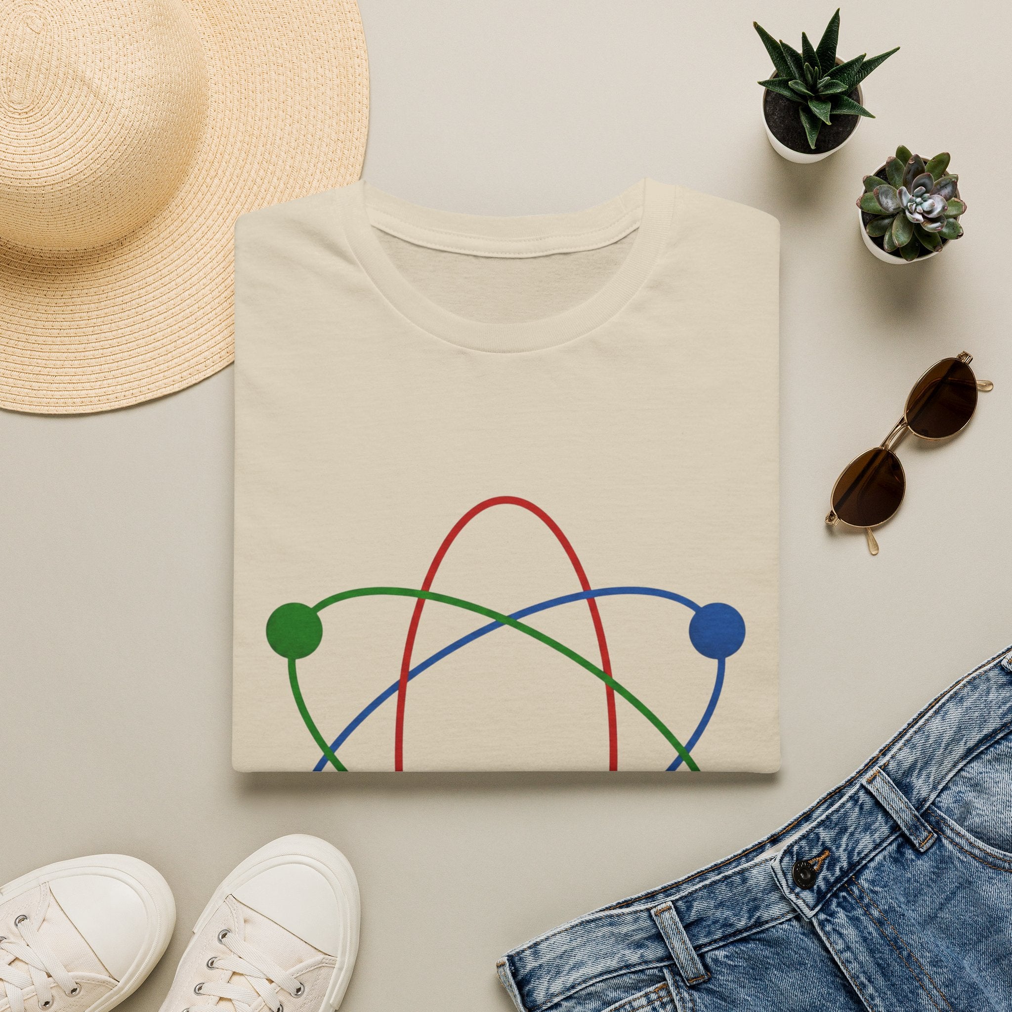 Science Atom Graphic T-Shirt — Colorful Retro Atomic Design