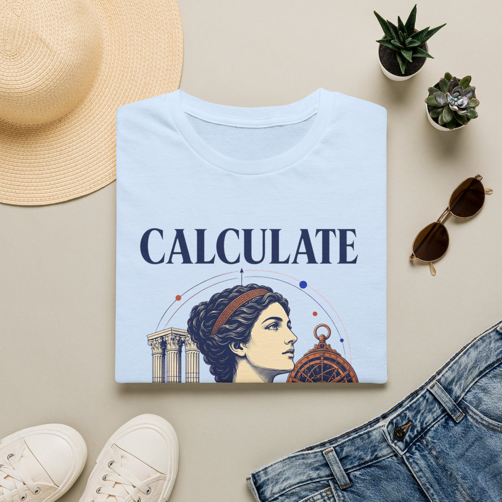 Calculate T-Shirt — Vintage Athena Compass Graphic Tee ("Calculate" & "Beyond the Crowd")