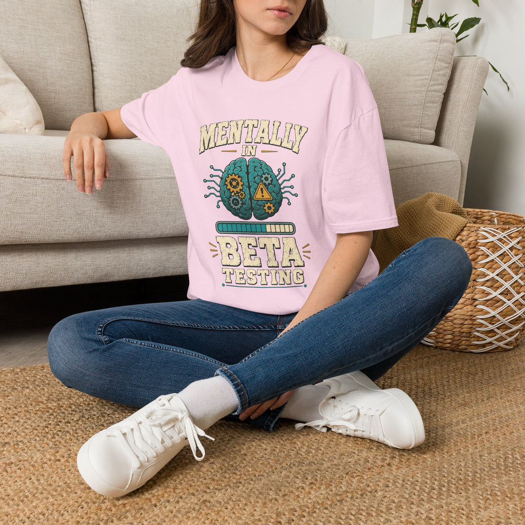 "Mentally In Beta Testing" Retro Brain Graphic Tee