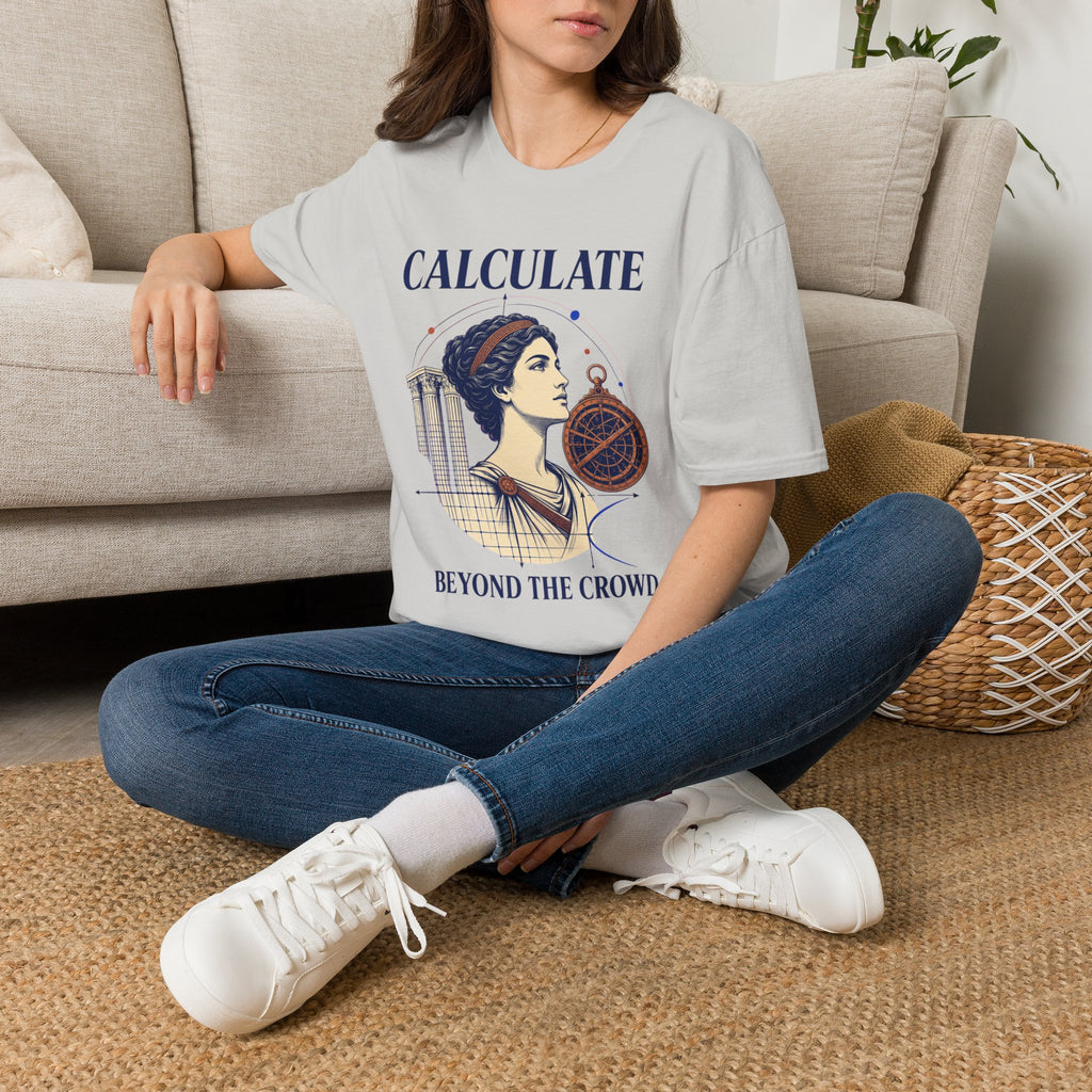 Calculate T-Shirt — Vintage Athena Compass Graphic Tee ("Calculate" & "Beyond the Crowd")