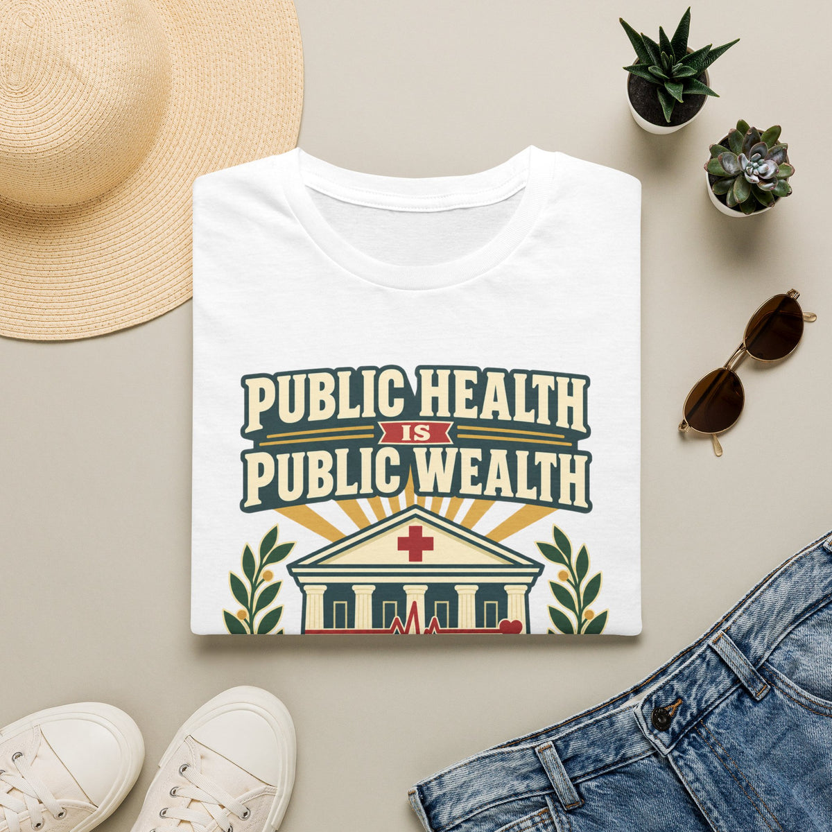 Public Health Is Public Wealth T-Shirt — 'Care For All' Community Health Tee