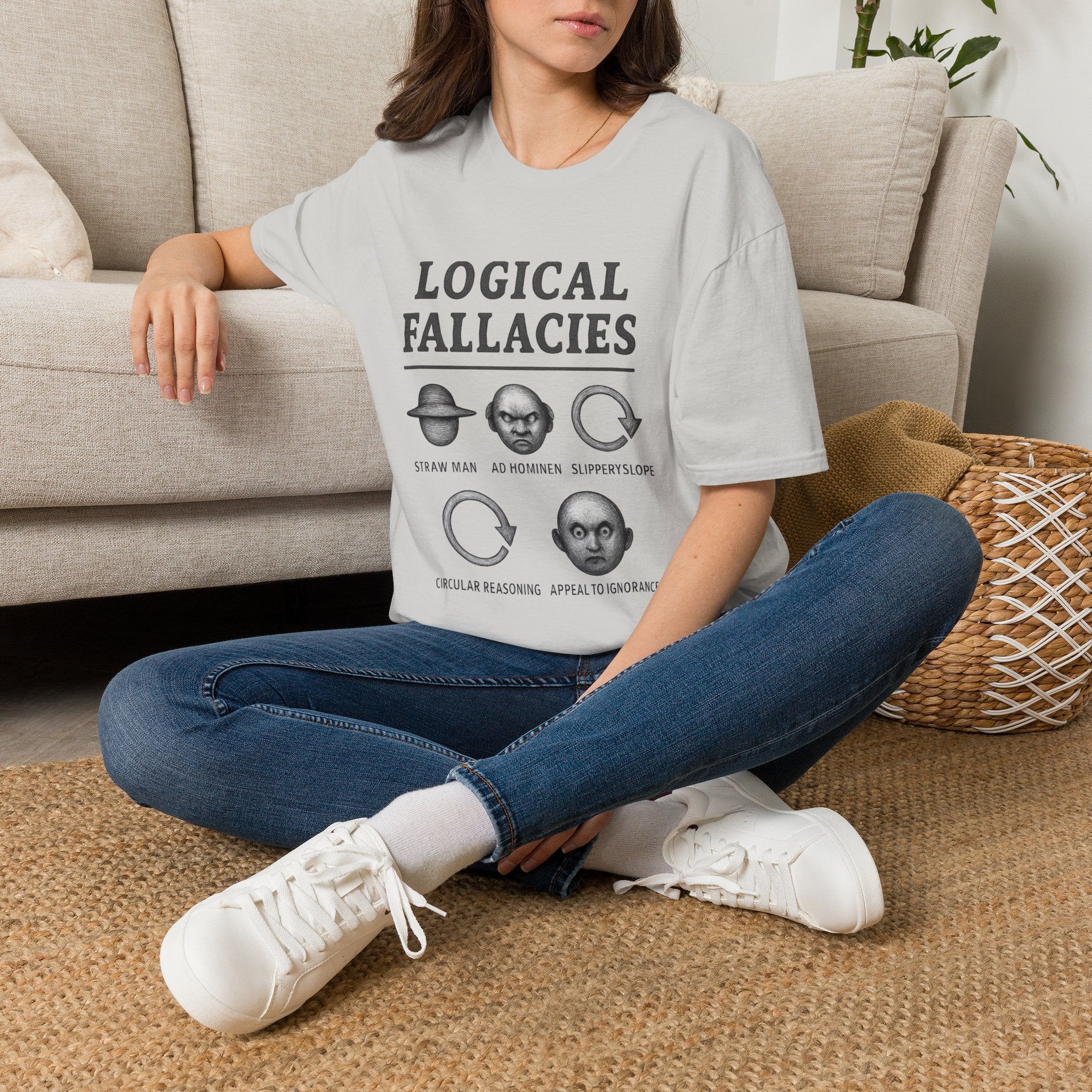 Logical Fallacies T‑Shirt — Illustrated Critical Thinking Shirt