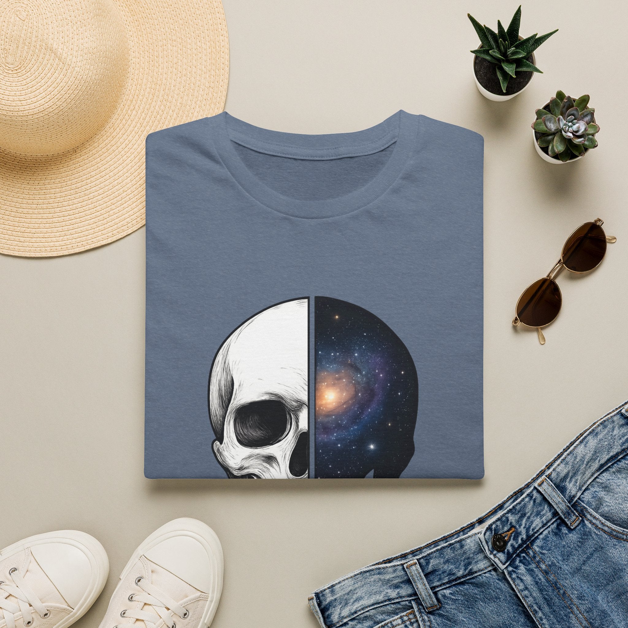 Skull & Galaxy T-Shirt — "Reason in a Silent Universe" Graphic Tee