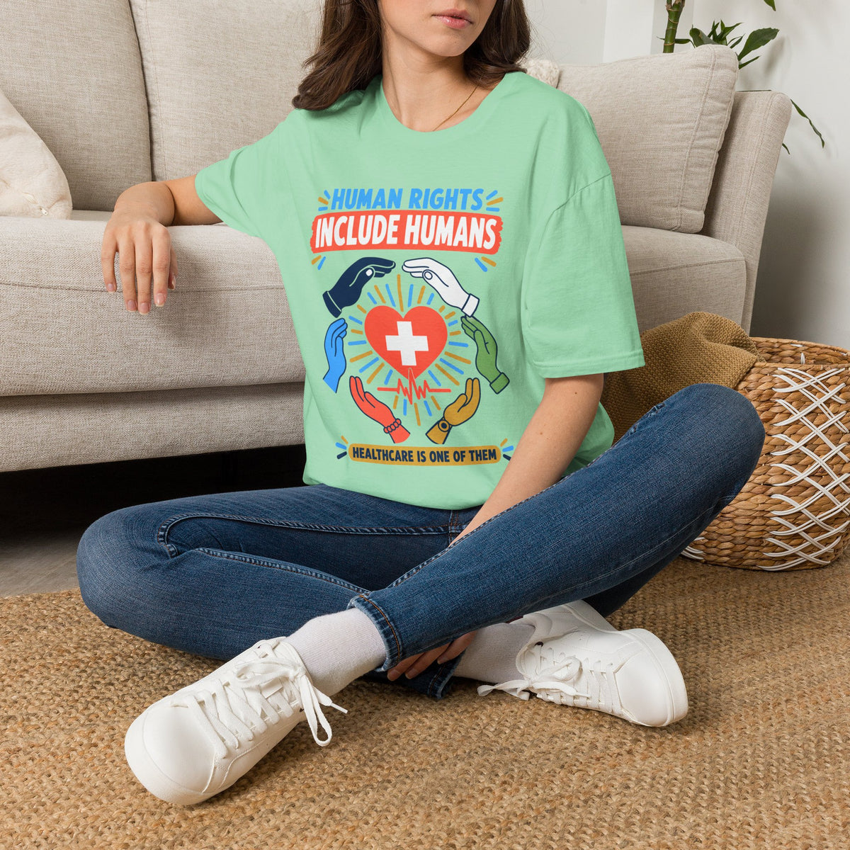 Human Rights Include Humans T-Shirt — Healthcare Worker Solidarity Tee