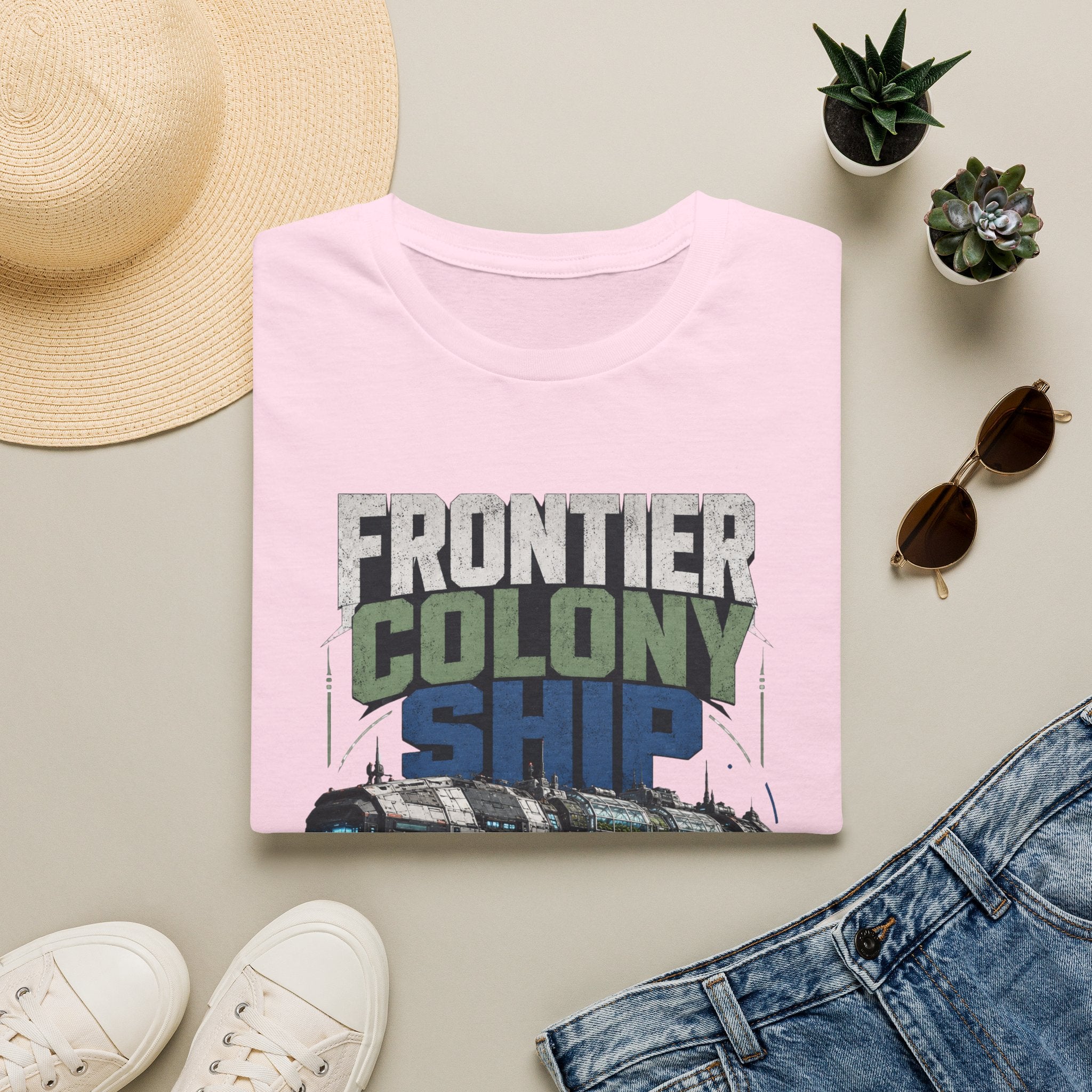 Frontier Colony Ship T-Shirt — Retro Sci‑Fi Space Colony Tee