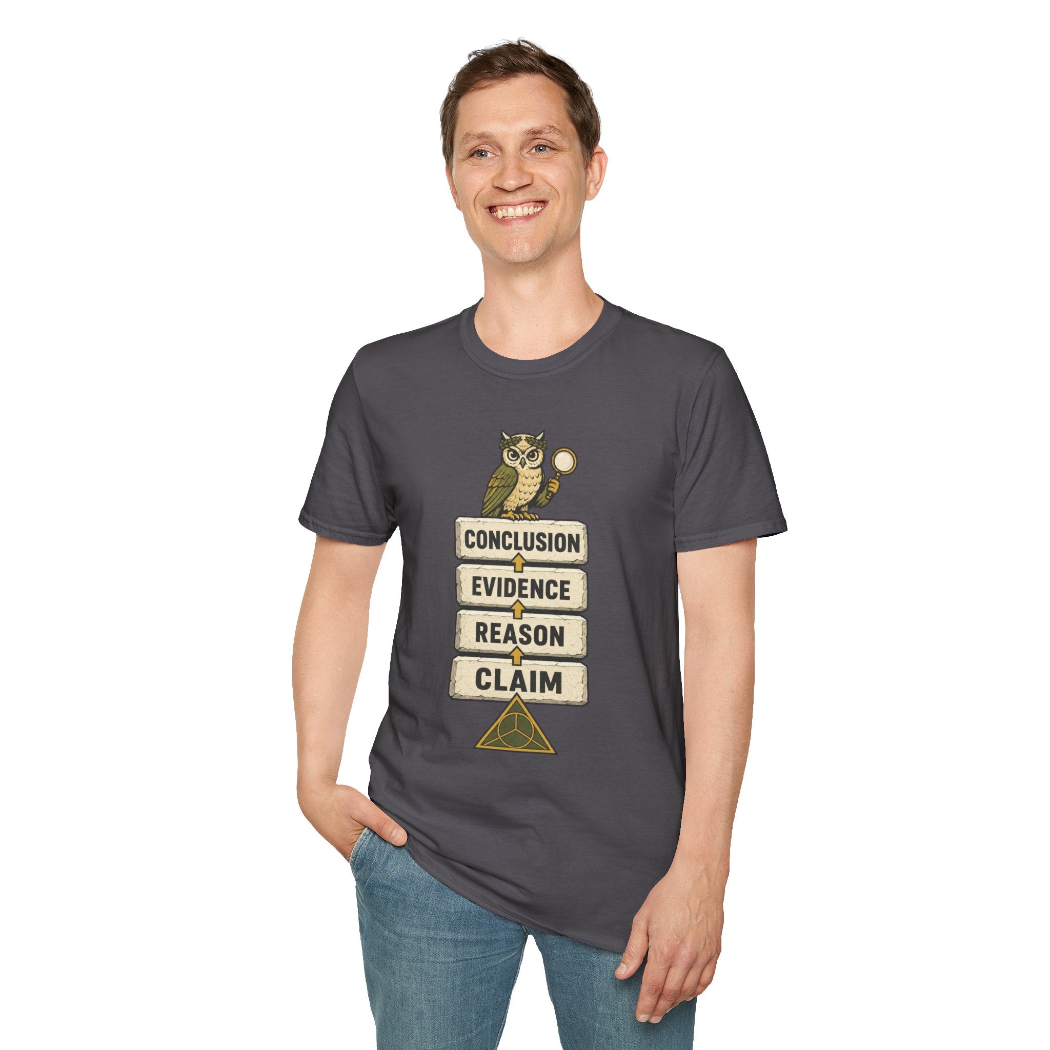 Evidence to Conclusion Graphic T-Shirt — Owl with Magnifying Glass Design