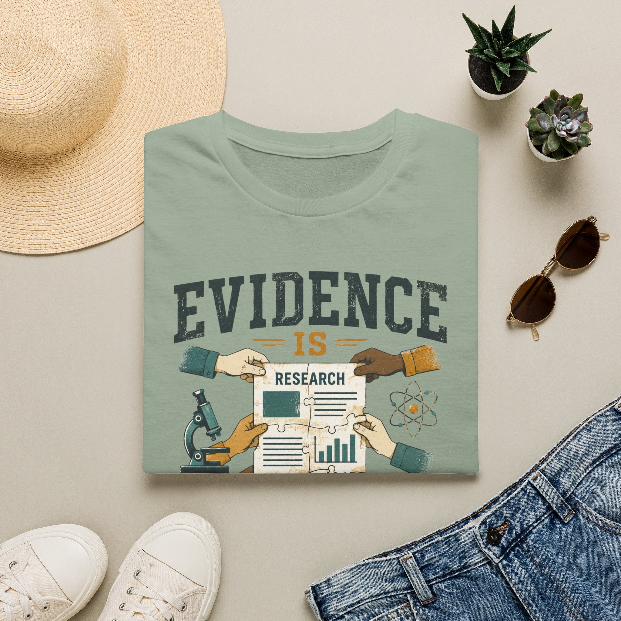 Evidence Is Research T-Shirt — "Evidence Is Collective Labor" Science Graphic Tee
