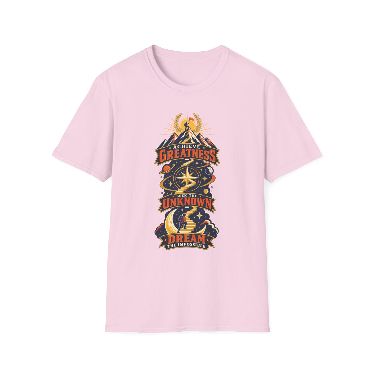 Achieve Greatness Graphic T-Shirt — Inspirational Mountain Adventure Design