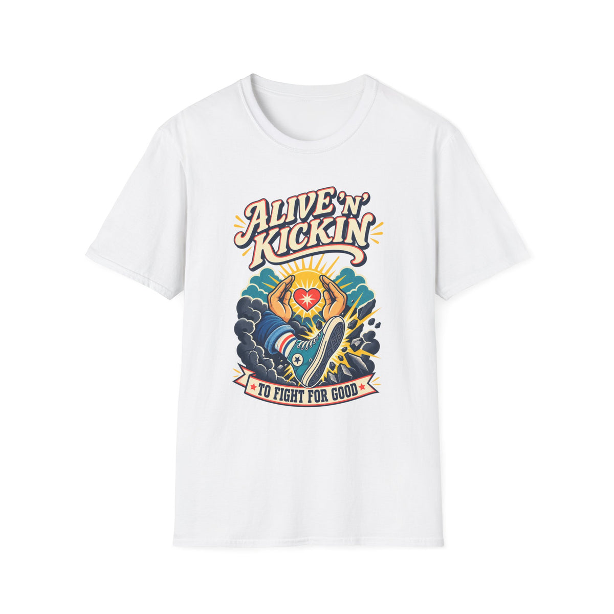 Alive 'N Kickin' Graphic T-Shirt — Retro Sunshine Inspirational Tee