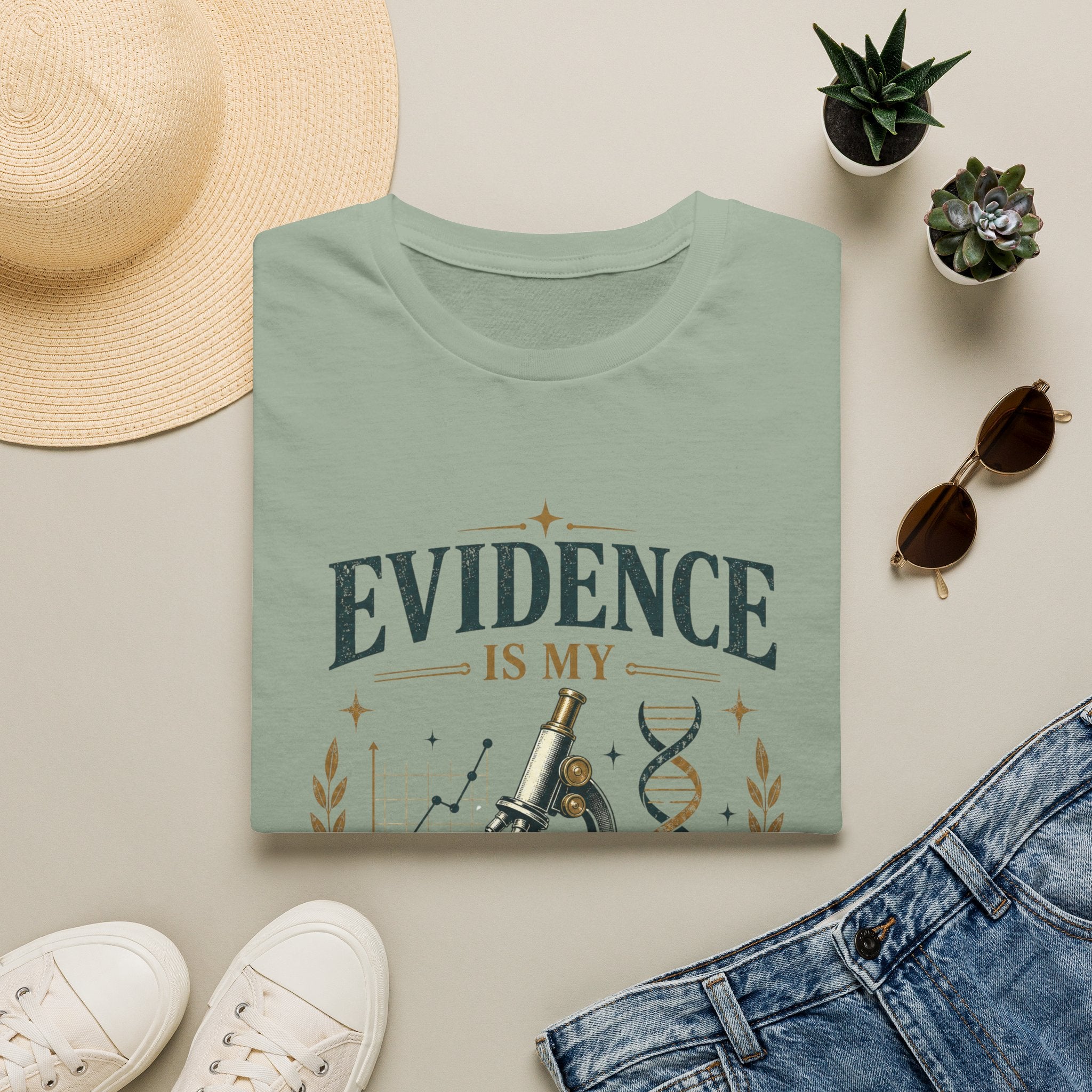 Evidence Is My Aesthetic T-Shirt — Science Lover Microscope DNA Tee
