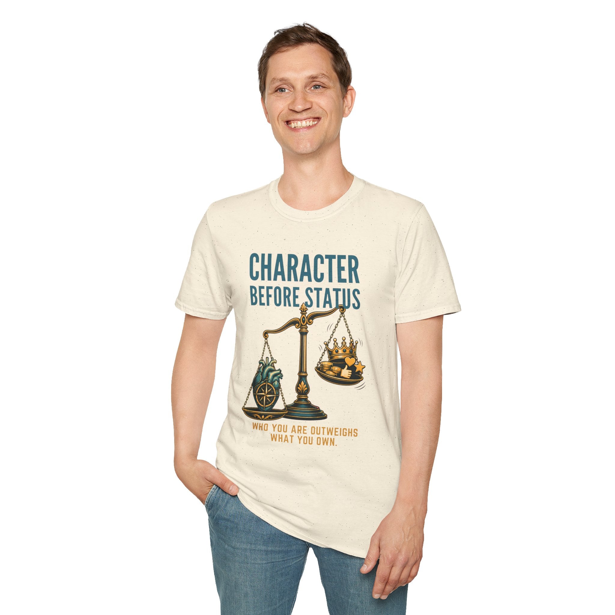 Character Before Status T-Shirt — Scales & Crown Inspirational Graphic Tee